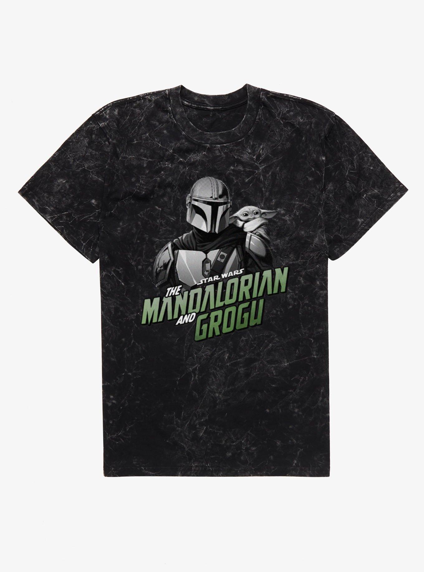 Star Wars The Mandalorian And Grogu Title Logo Mineral Wash T-Shirt, , hi-res