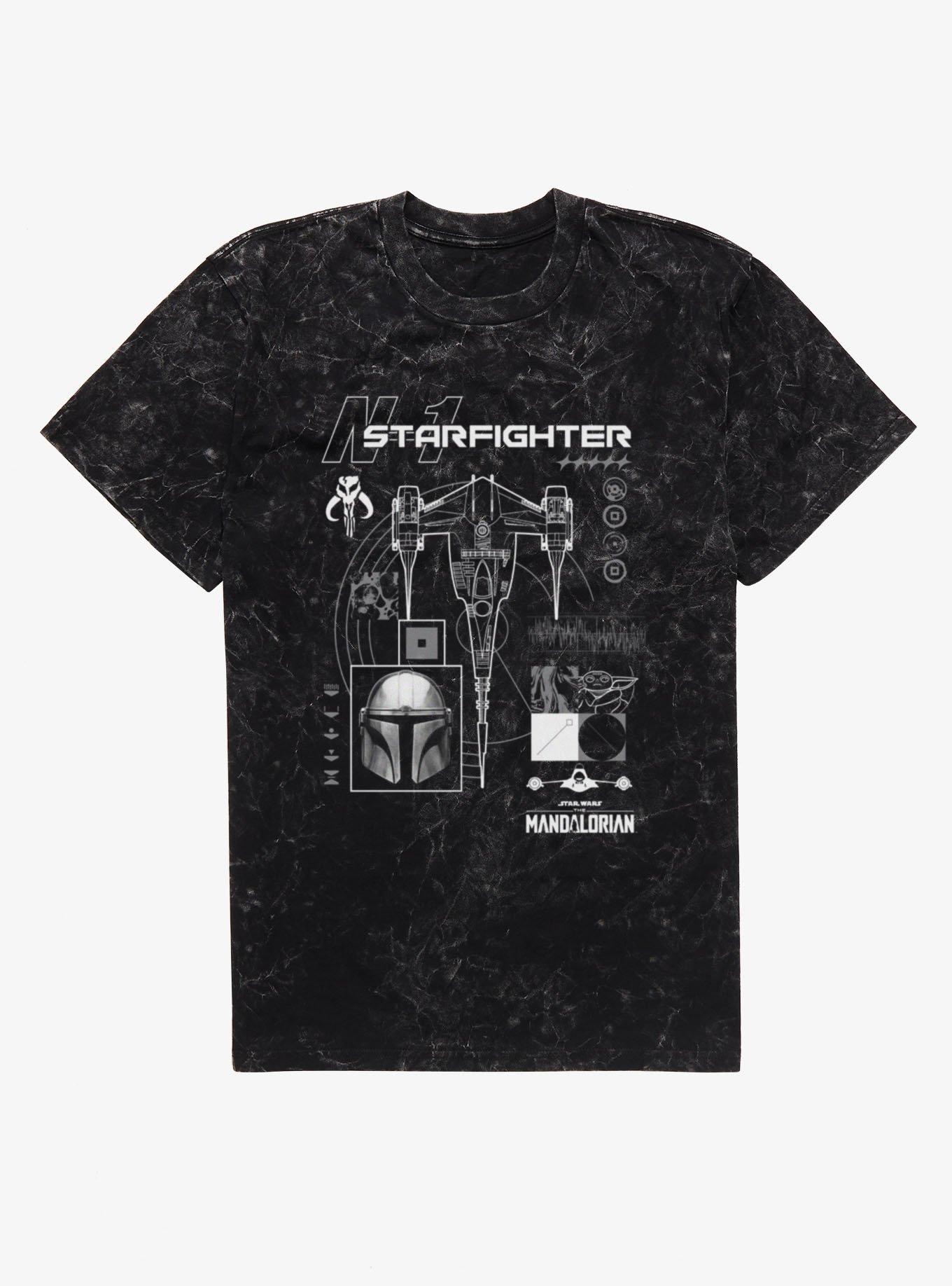Star Wars The Mandalorian N-1 Starfighter Schematic Mineral Wash T-Shirt, , hi-res