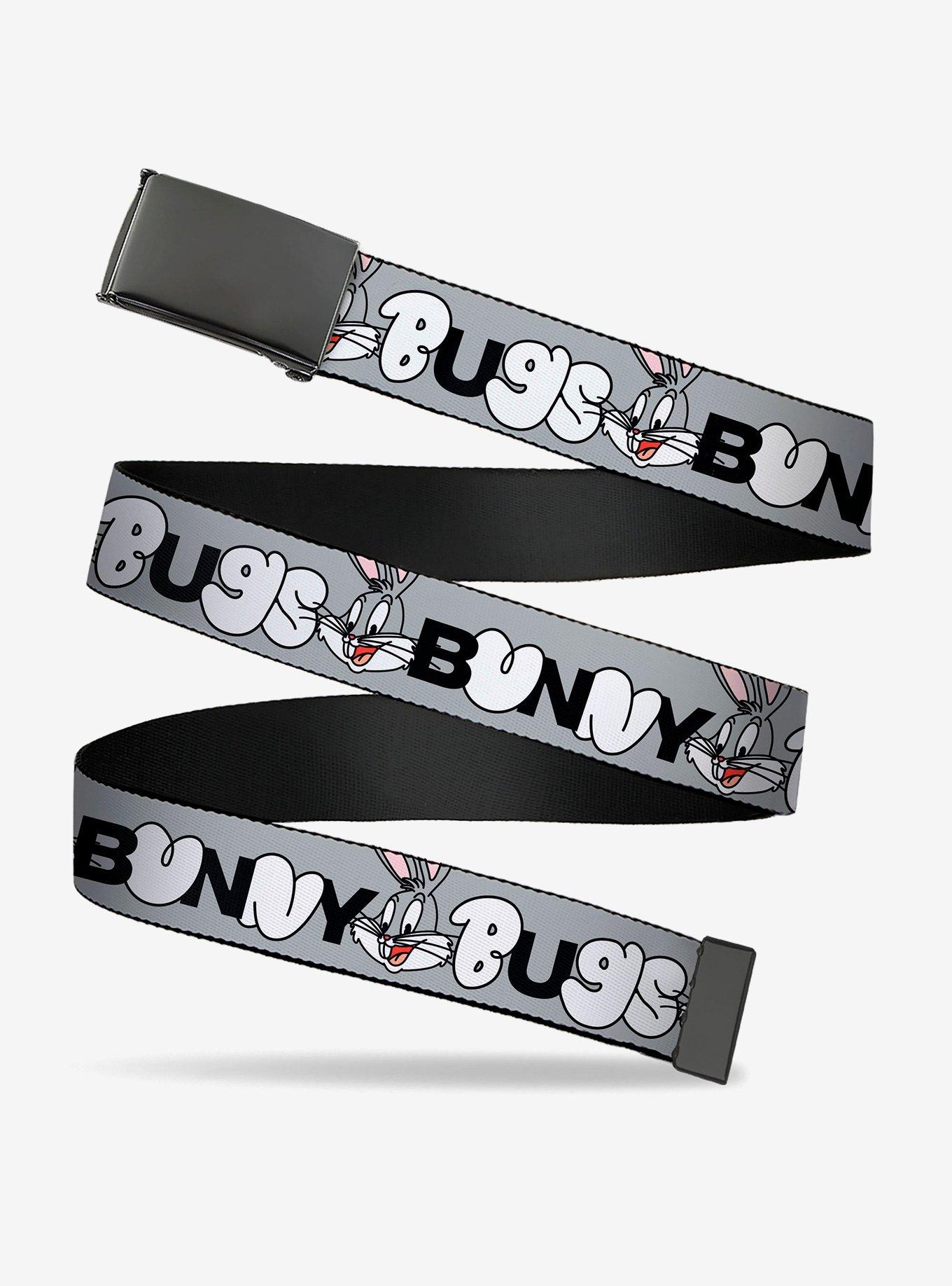 Looney Tunes Bugs Bunny Smiling Face Text Clamp Buckle Belt
