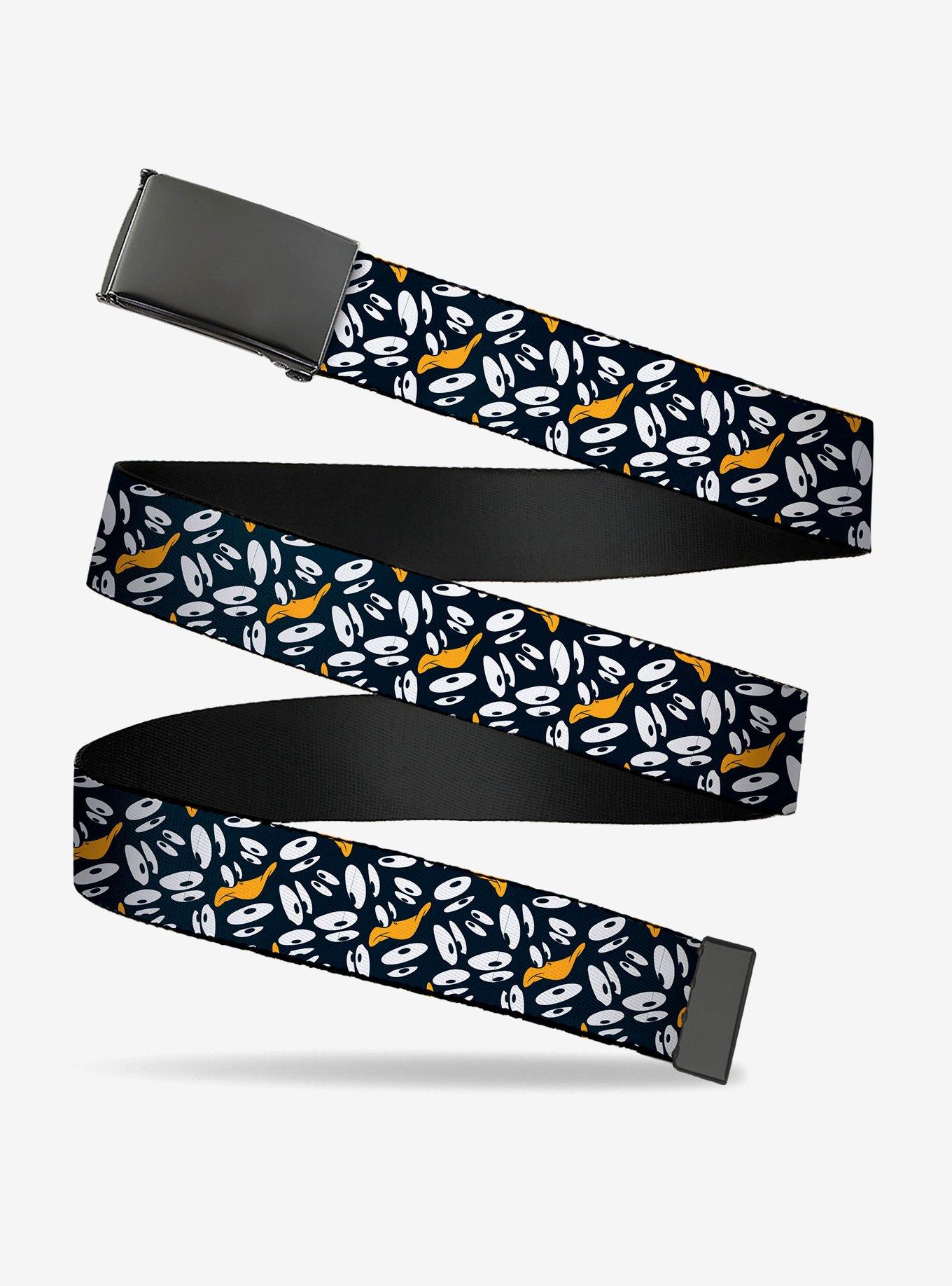 Looney Tunes Daffy Duck Expression and Eyes Scattered Clamp Buckle Belt