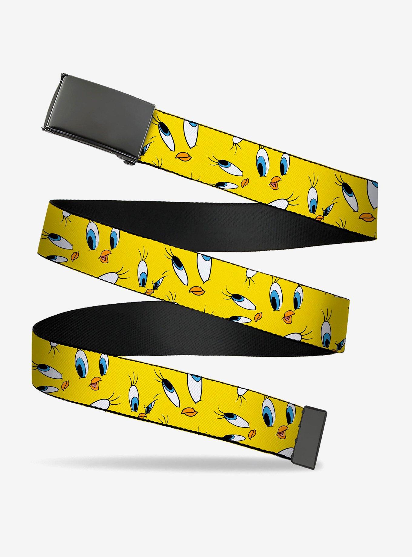 Looney Tunes Tweety Expression and Eyes Scattered Clamp Buckle Belt