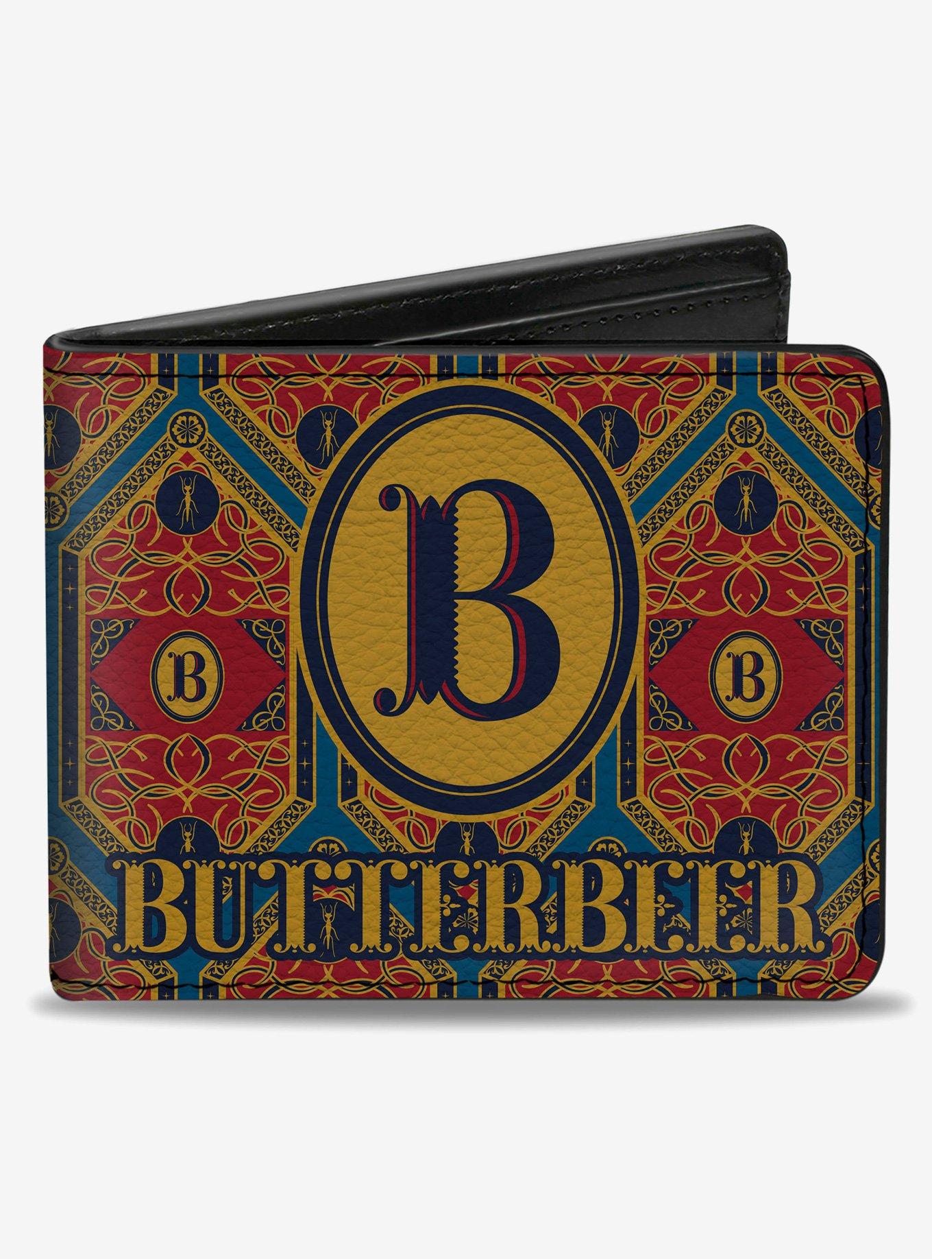 Harry Potter Butterbeer Logo and Pattern Blue Bifold Wallet, , hi-res
