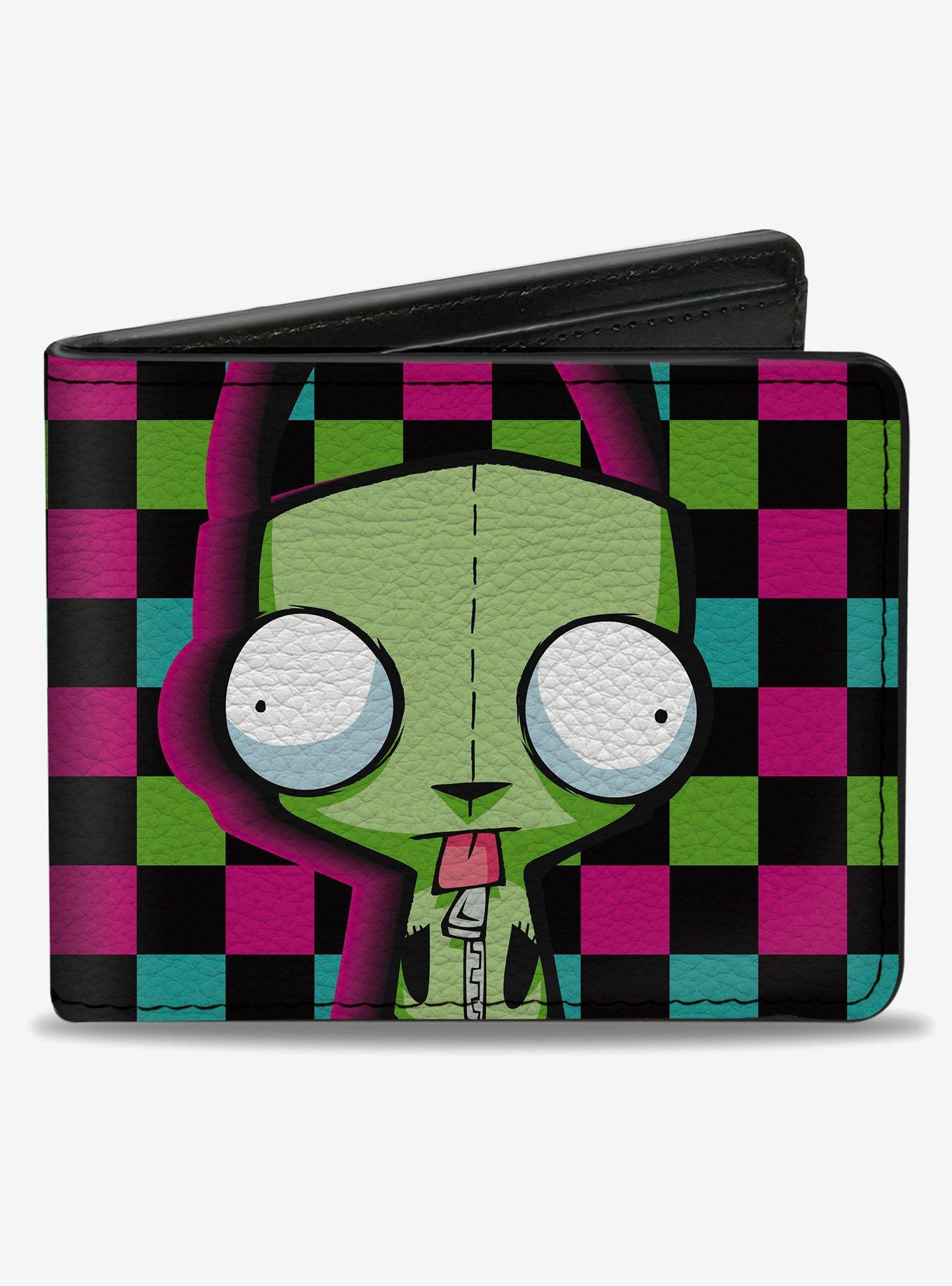 Invader Zim GIR Dog Tongue Out Pose Checker Multi Bifold Wallet, , hi-res