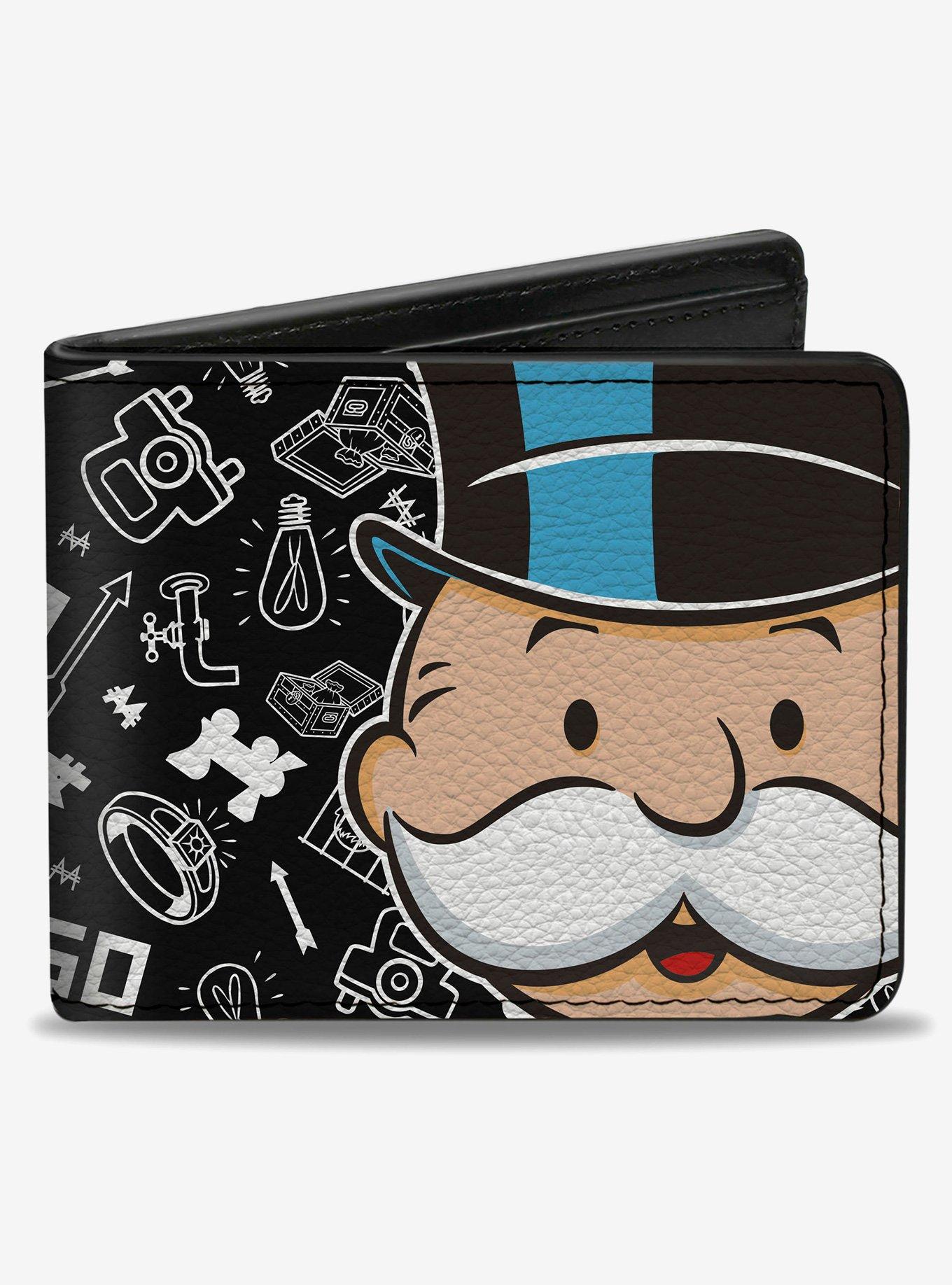 Mr Monopoly Rich Uncle Pennybags Face Game Icons Bifold Wallet, , hi-res