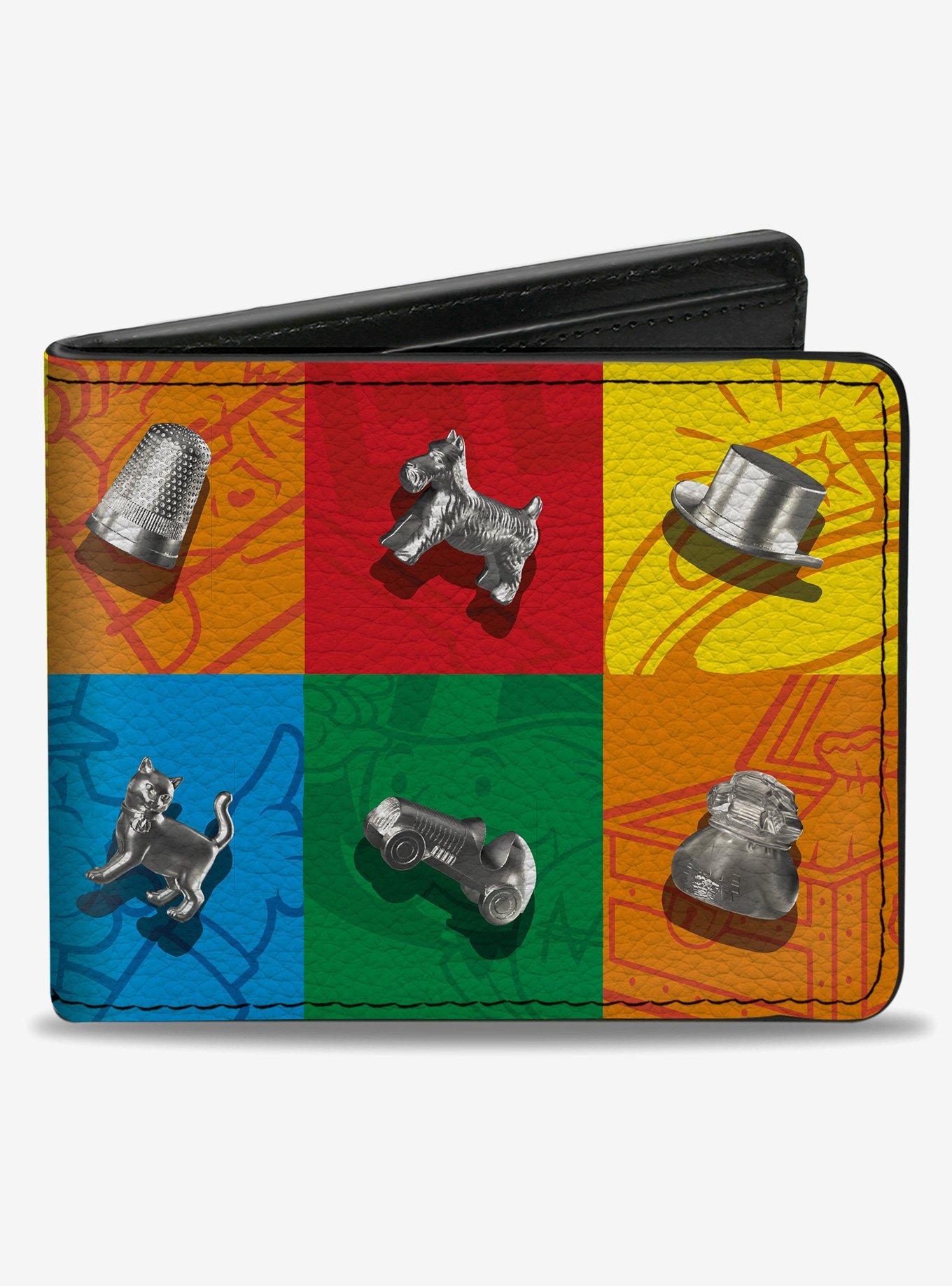 Monopoly Game Token Blocks Multi Silver Bifold Wallet