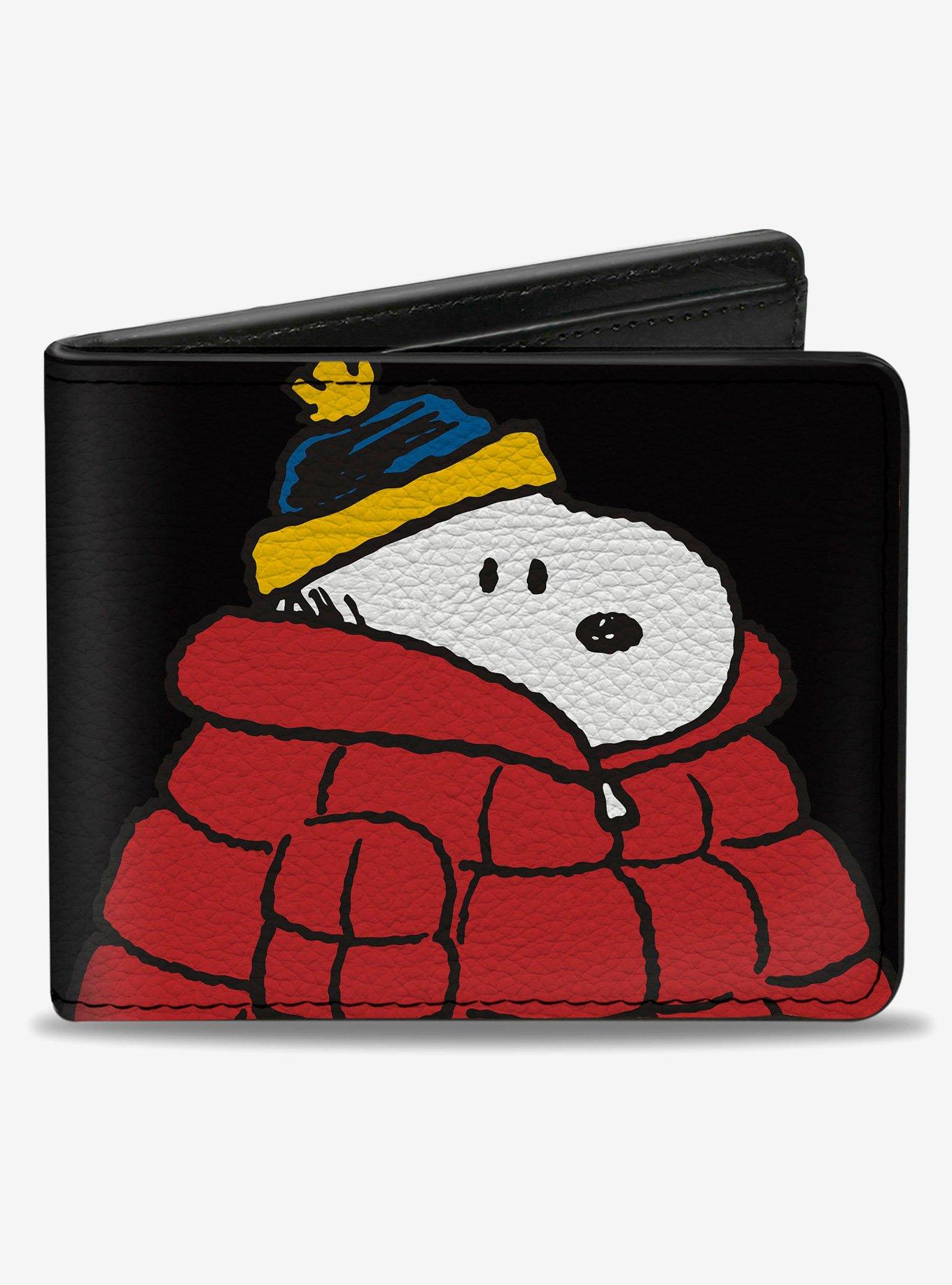 Peanuts Snoopy and Woodstock Holiday Red Puffer Jacket Pose Bifold Wallet, , hi-res