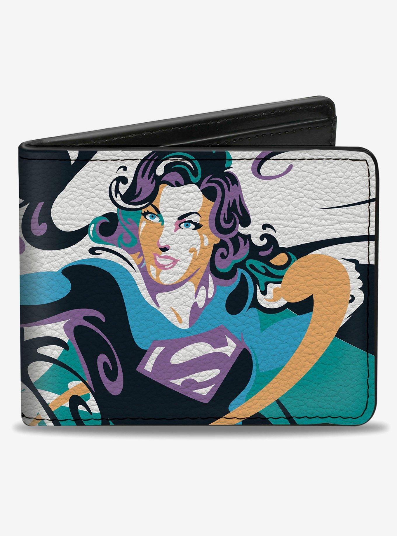 DC Comics Supergirl Color Splash Punch Pose Black Bifold Wallet