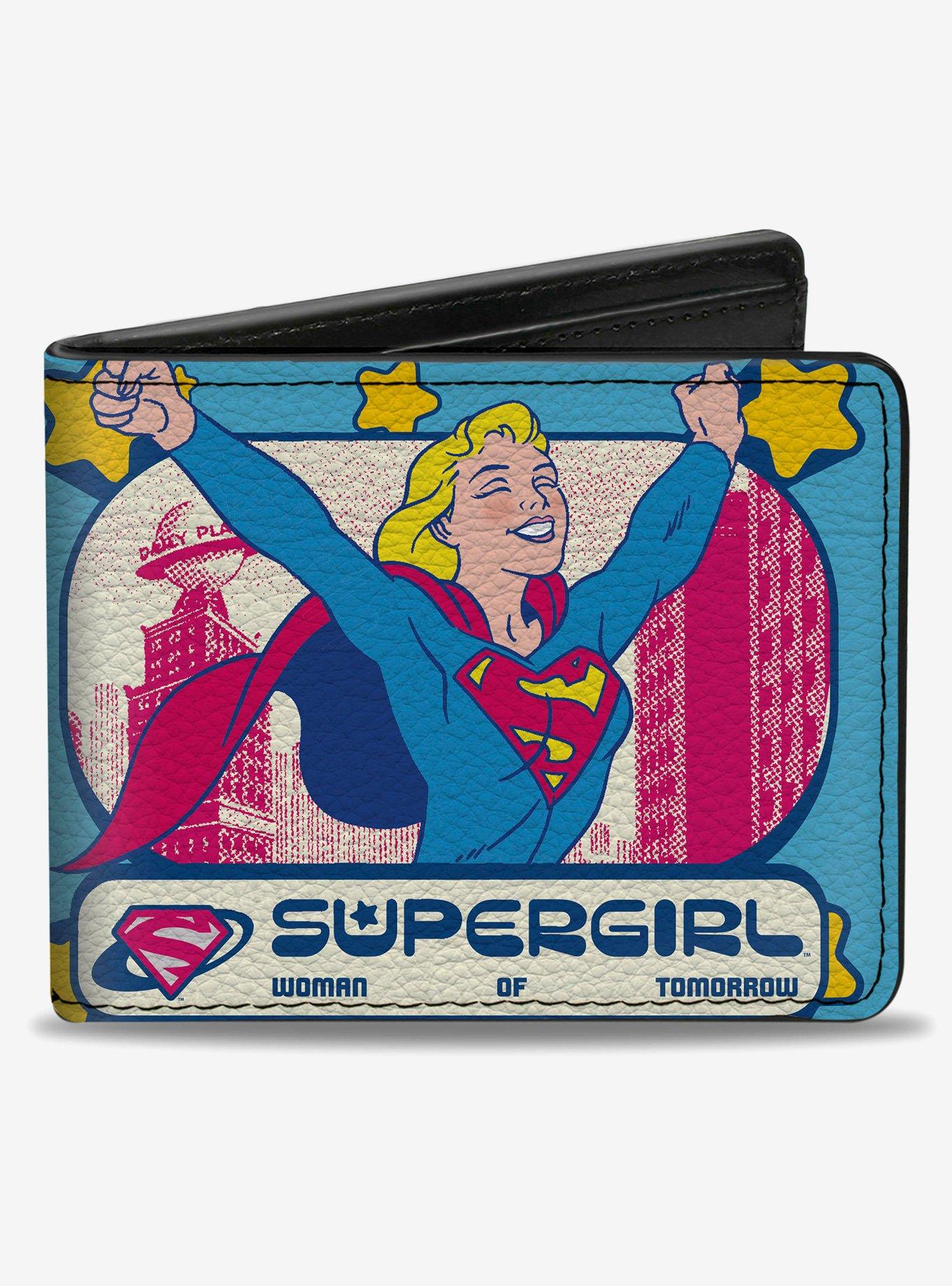 DC Comics Supergirl Pop Pose Metropolis Skyline Blues Yellow Bifold Wallet