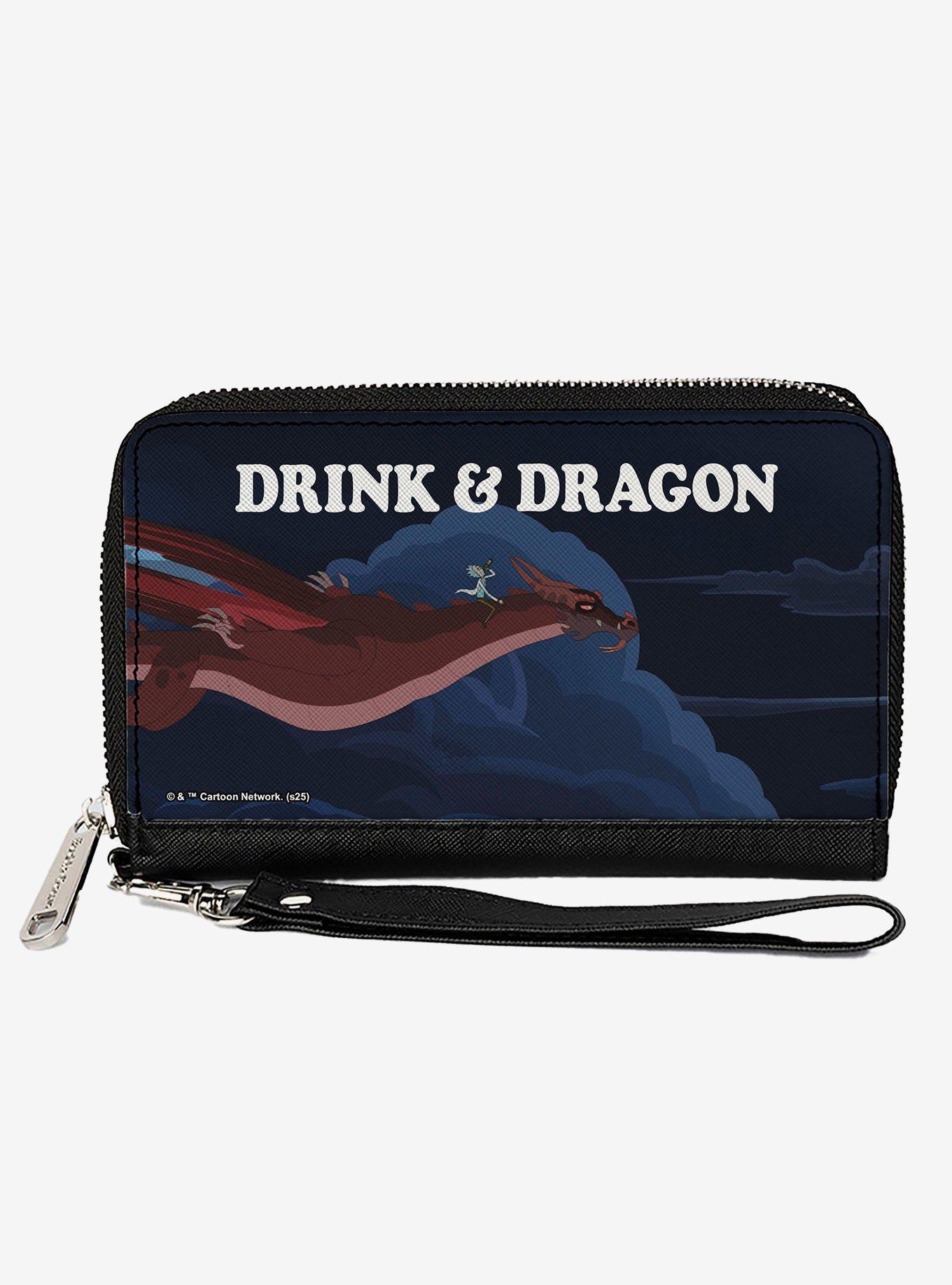 Rick and Balthromaw Drink and Dragon Flying Scene Blues Zip Around Wallet, , hi-res