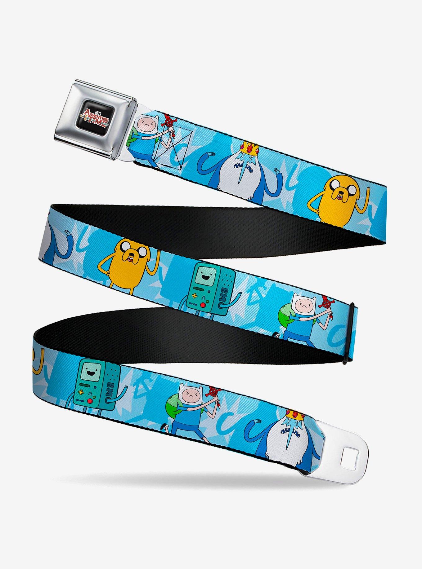 Adventure Time BMO Finn Ice King Jake Group Pose Youth Seatbelt Buckle Belt