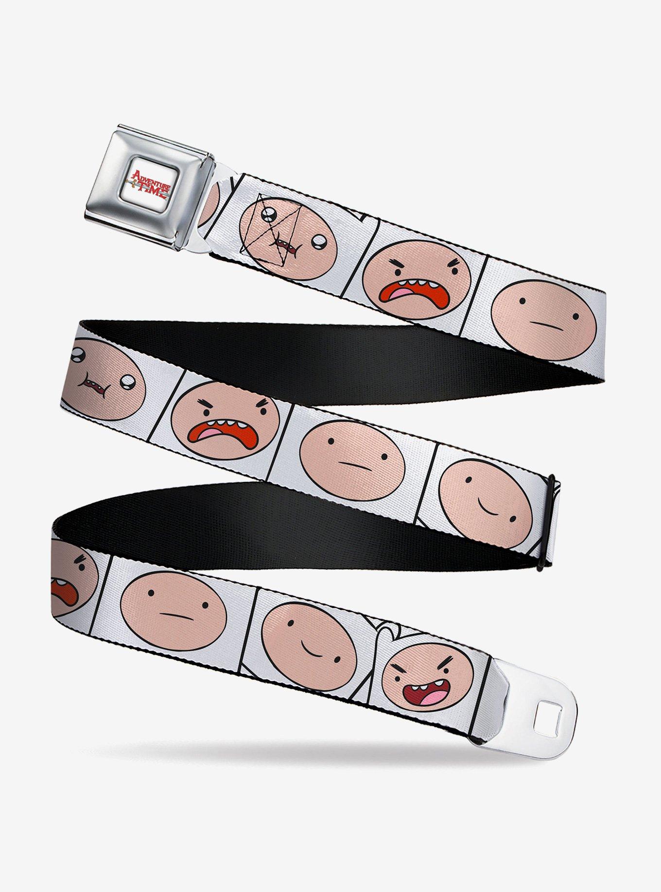 Adventure Time Finn Expression Blocks White Youth Seatbelt Buckle Belt