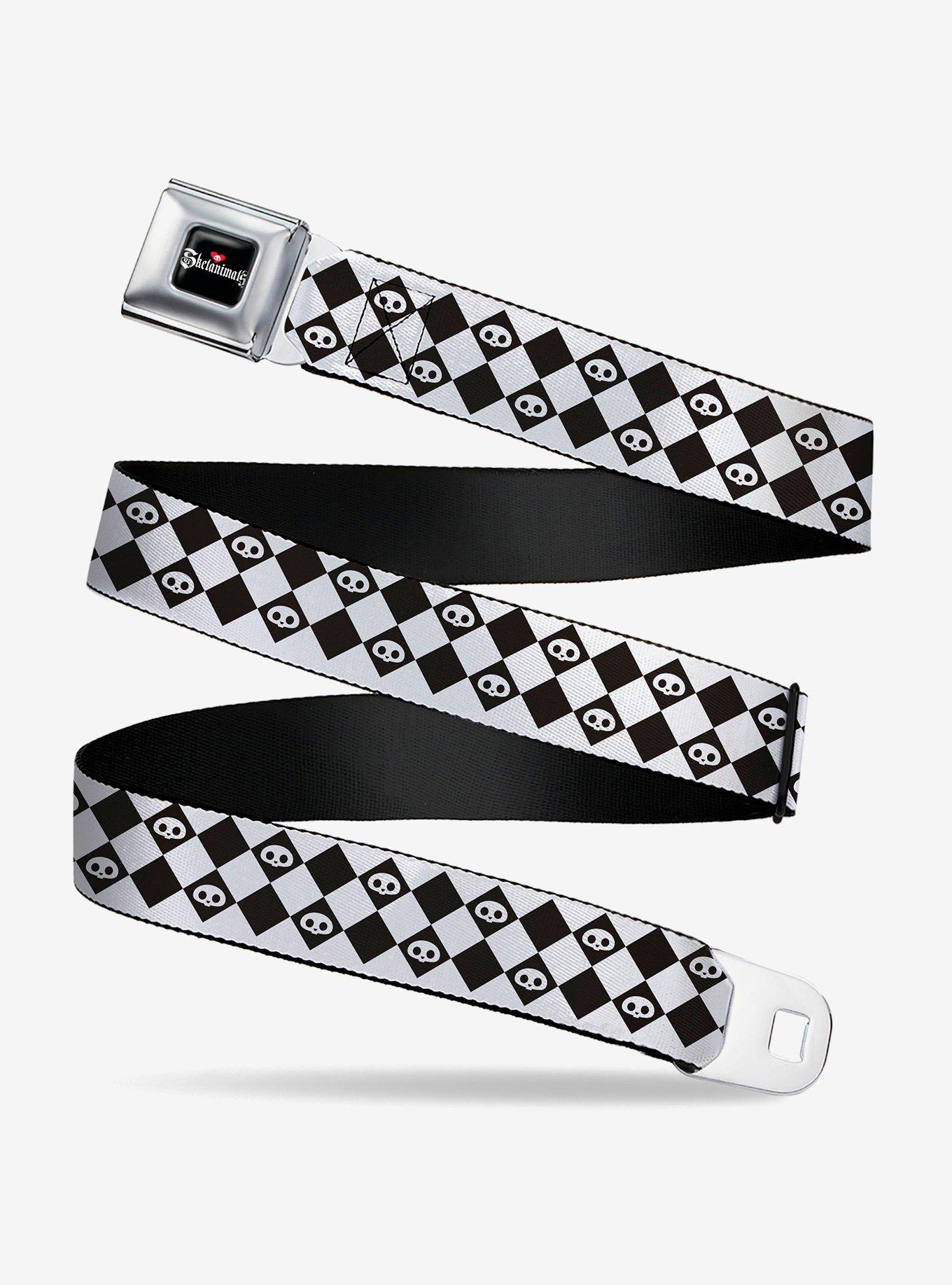 Skelanimals Face Logo Checker Youth Seatbelt Buckle Belt