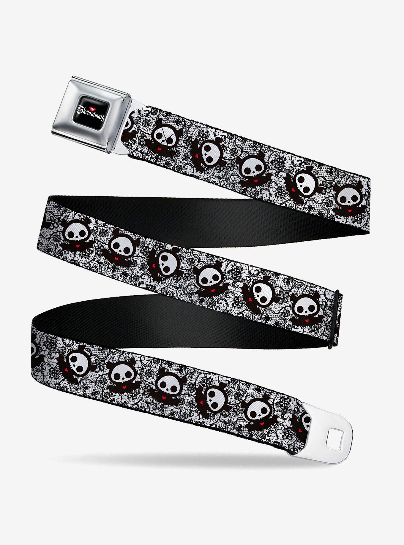Skelanimals Diego the Bat Pose Lace Print Youth Seatbelt Buckle Belt, , hi-res