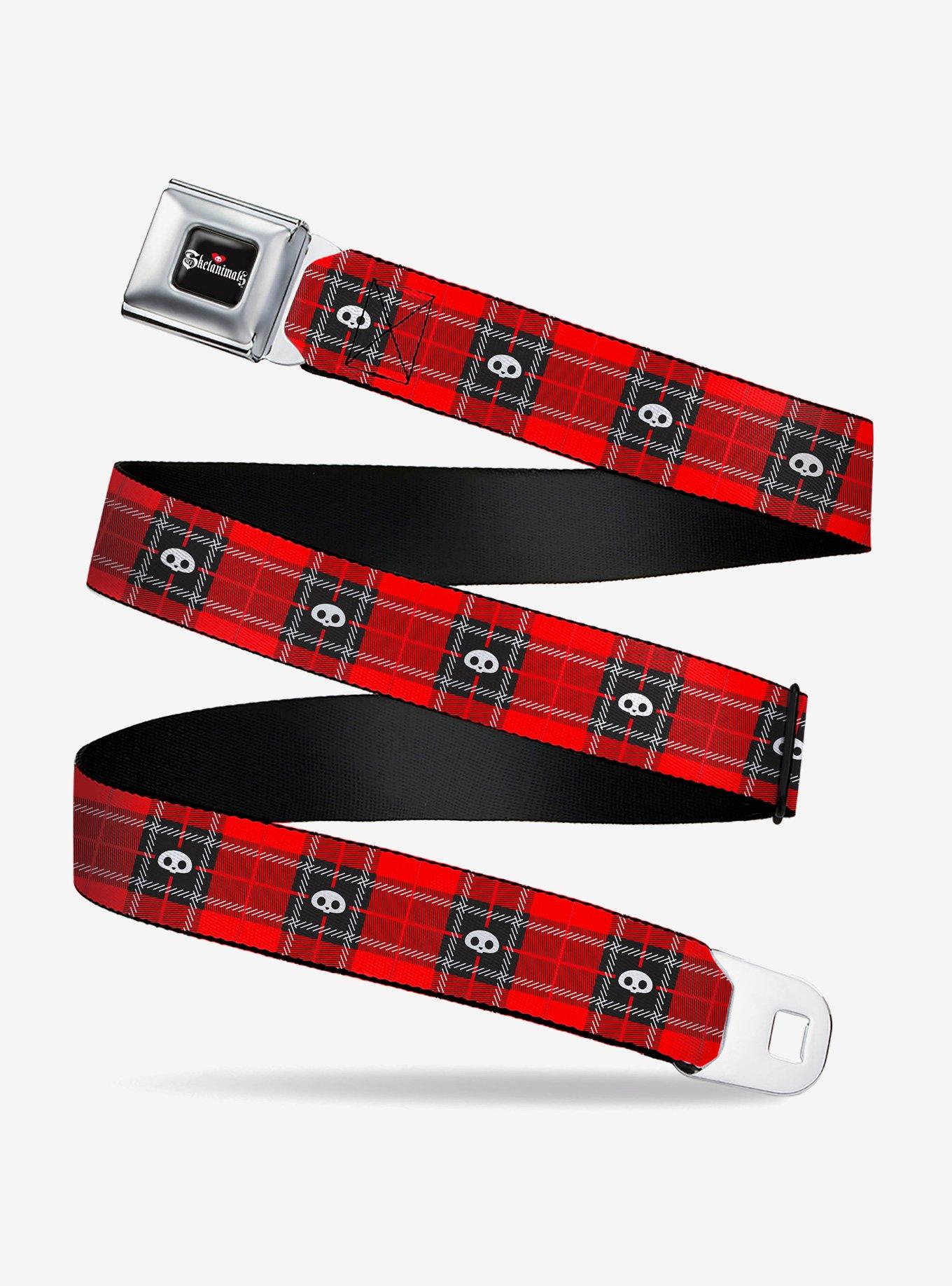 Skelanimals Face Logo Plaid Youth Seatbelt Buckle Belt