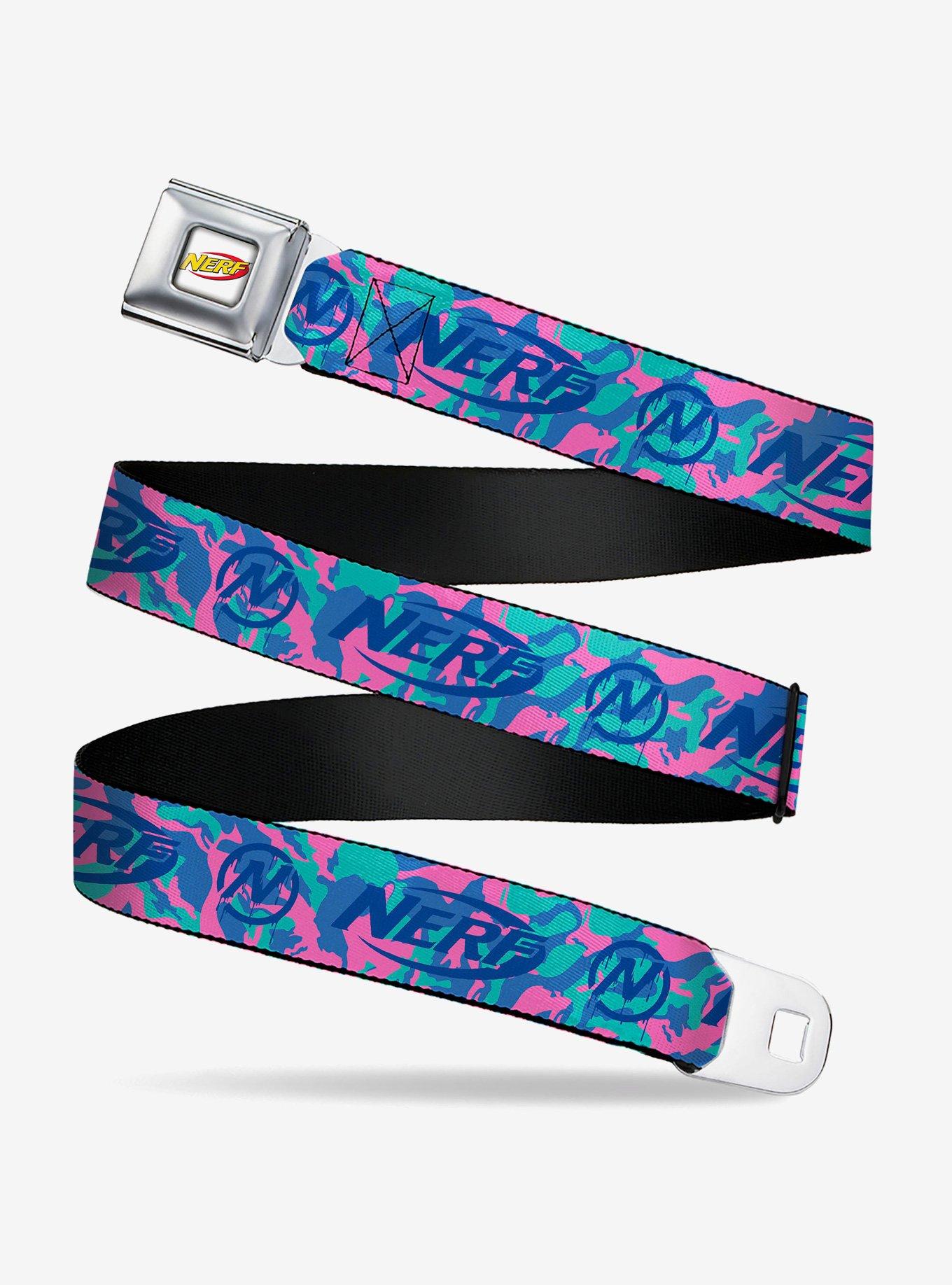 Nerf Logo and Icon Camo Youth Seatbelt Buckle Belt