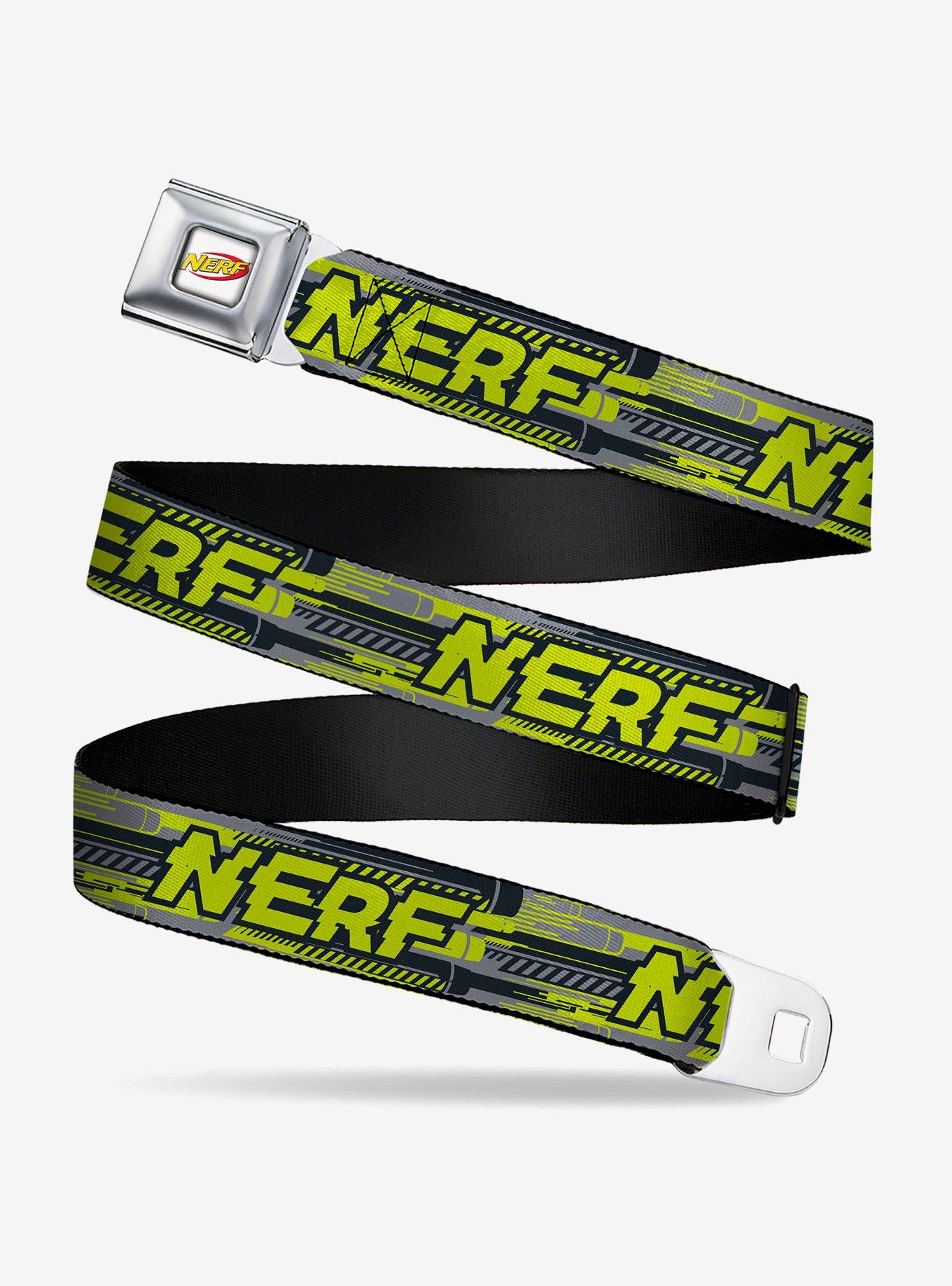 Nerf Text Glitch Logo Black Youth Seatbelt Buckle Belt