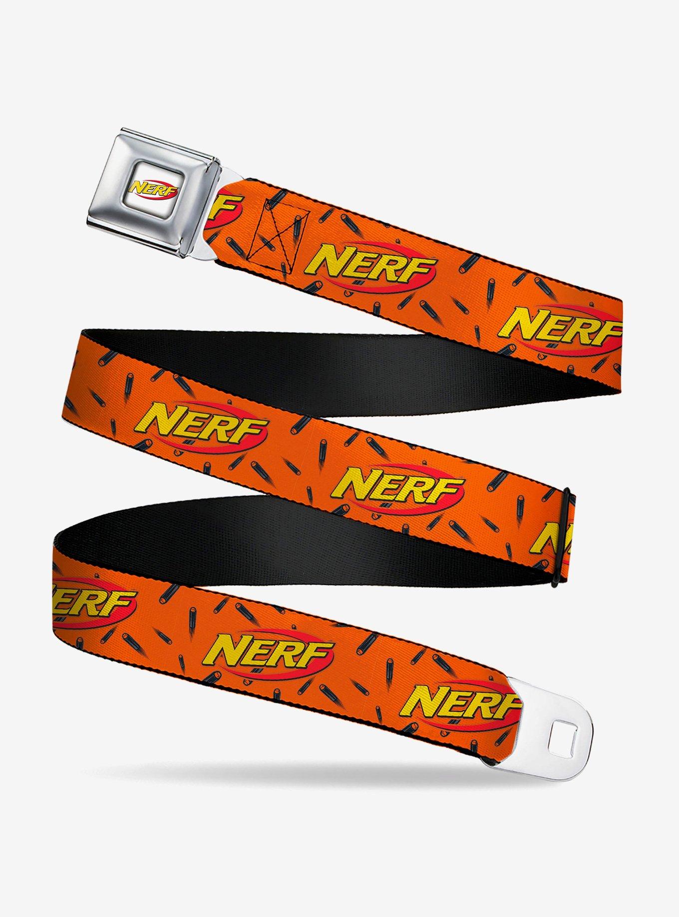 Nerf Logo Darts Scattered Black Youth Seatbelt Buckle Belt