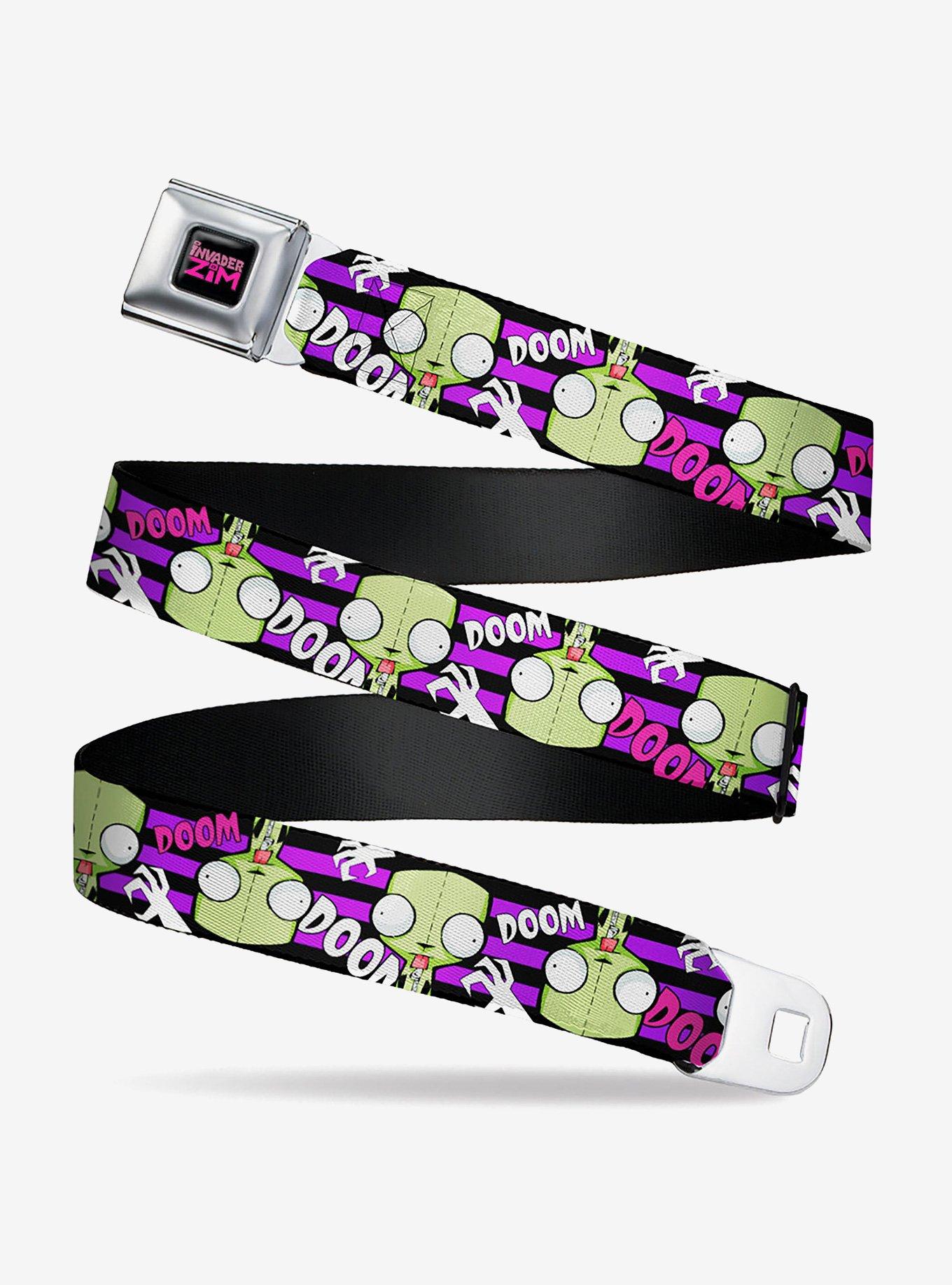 Invader Zim GIR DOOM Collage Stripe Black Youth Seatbelt Buckle Belt, , hi-res