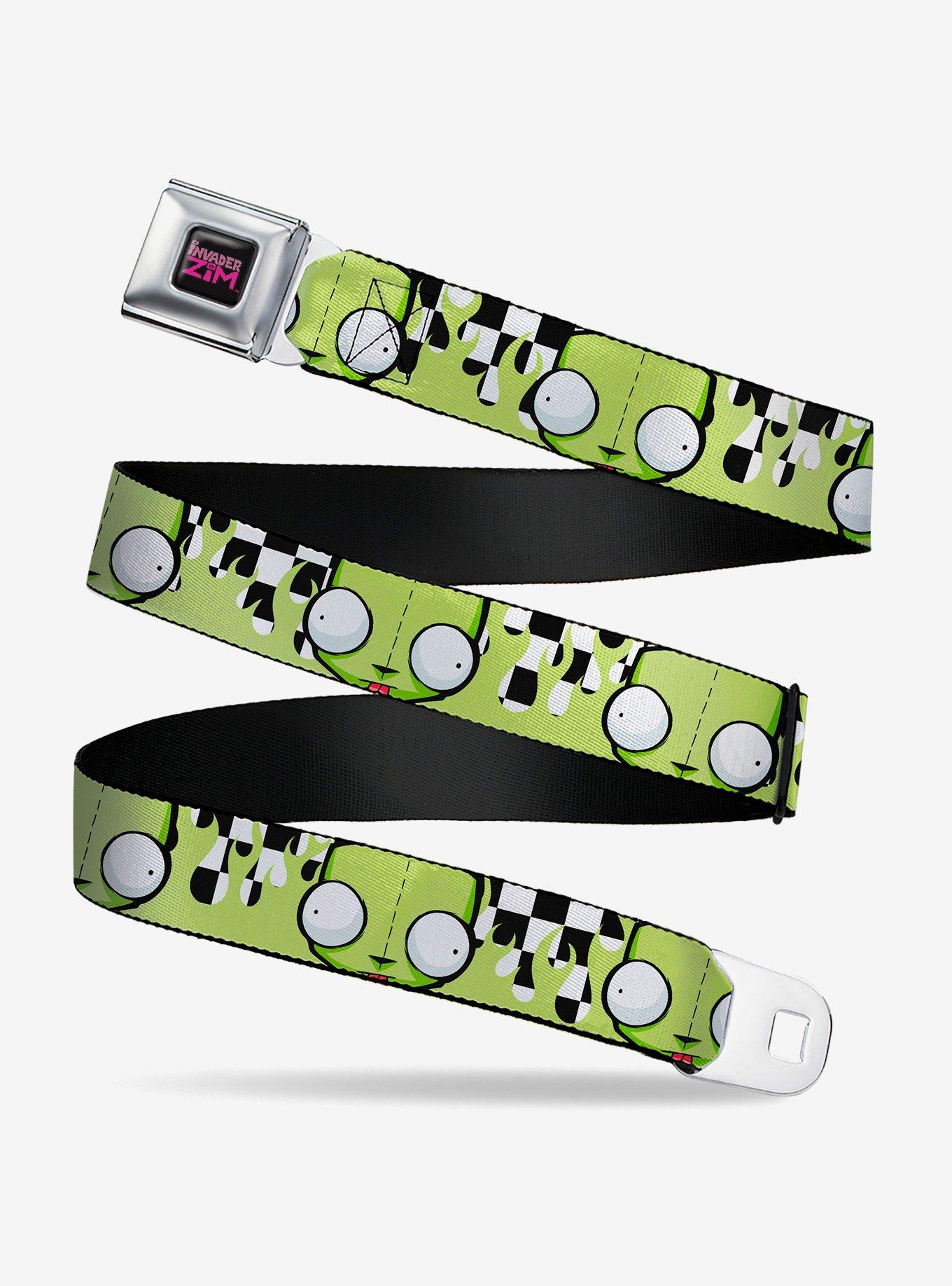 Invader Zim GIR Face and Checker Flames Youth Seatbelt Buckle Belt