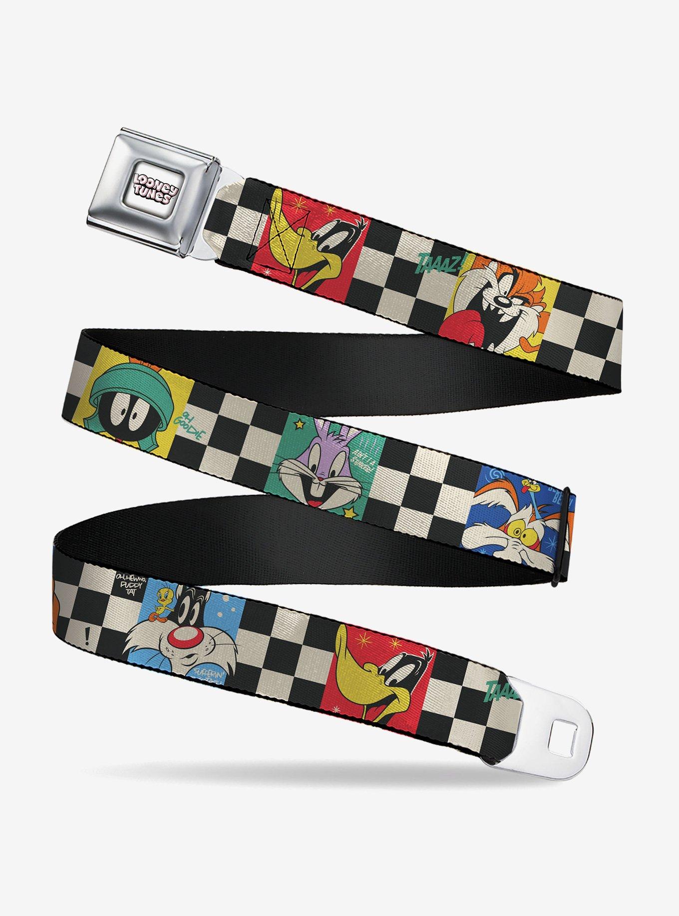 Looney Tunes Checker Pose Blocks Multi Youth Seatbelt Buckle Belt, , hi-res