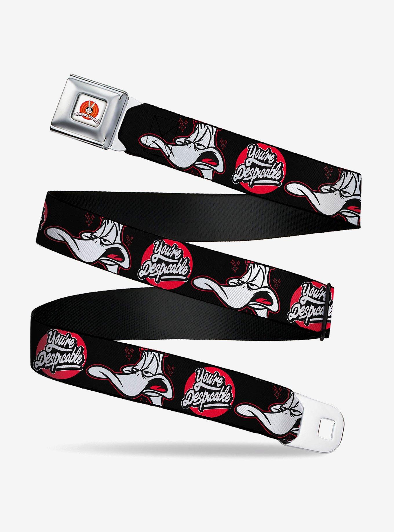 Looney Tunes Daffy Duck You're Despicable Expression Black Youth Seatbelt Buckle Belt