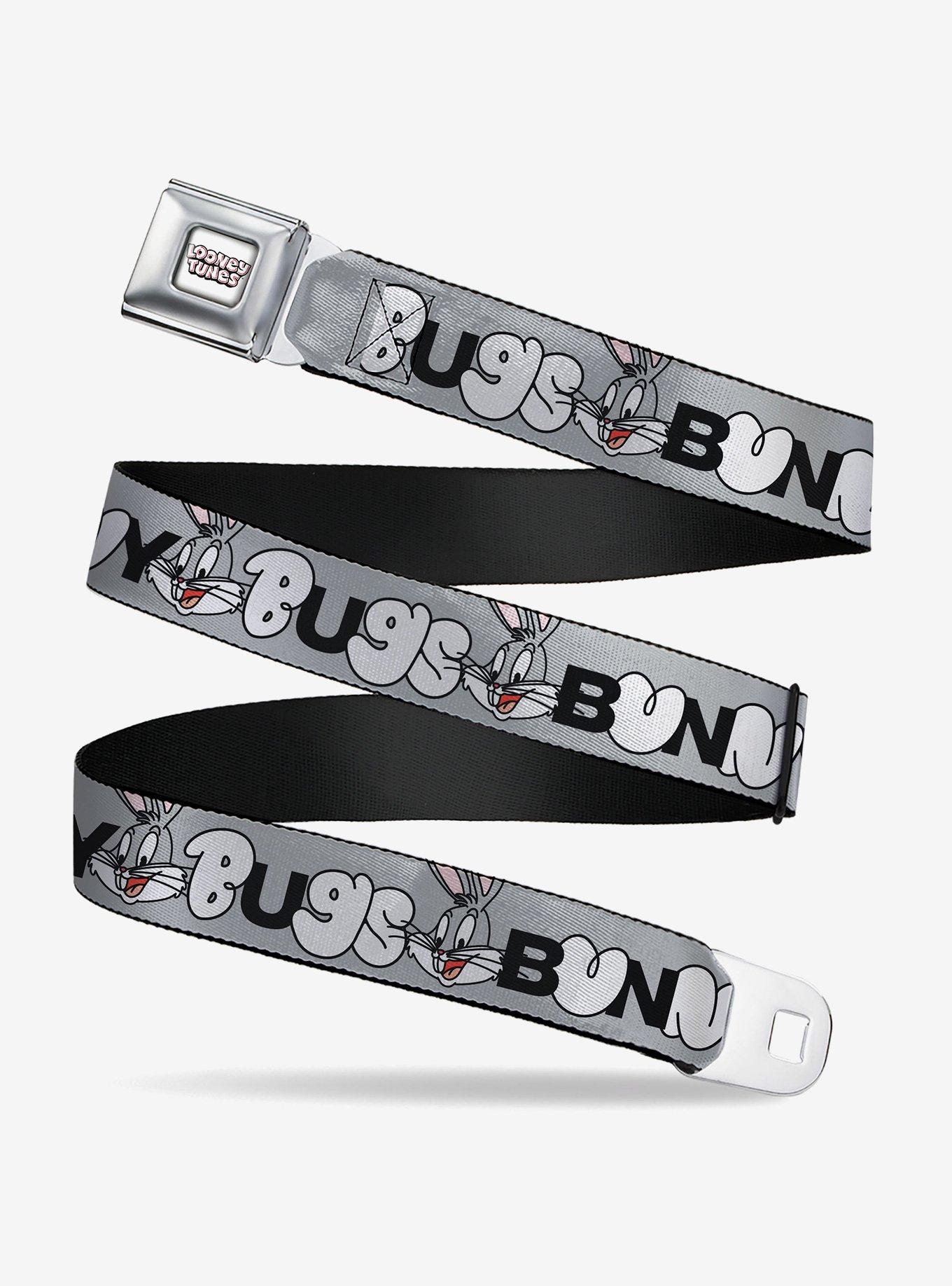 Looney Tunes Bugs Bunny Smiling Face Text Youth Seatbelt Buckle Belt