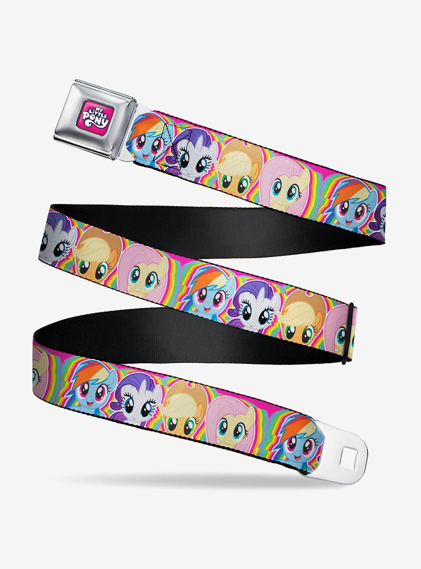 My Little Pony Four Pony Close Up Faces Multi Youth Seatbelt Buckle Belt