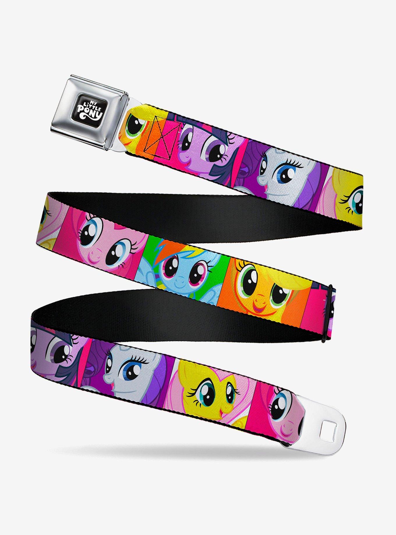 My Little Pony Mane Six Close Up Face Blocks Multi Youth Seatbelt Buckle Belt