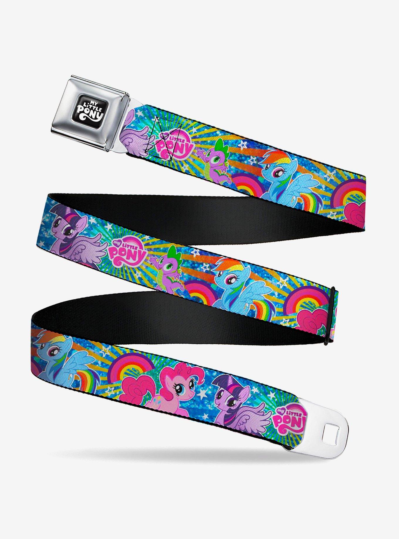 My Little Pony Ponies and Spike Rainbows and Rays Multi Youth Seatbelt Buckle Belt, , hi-res