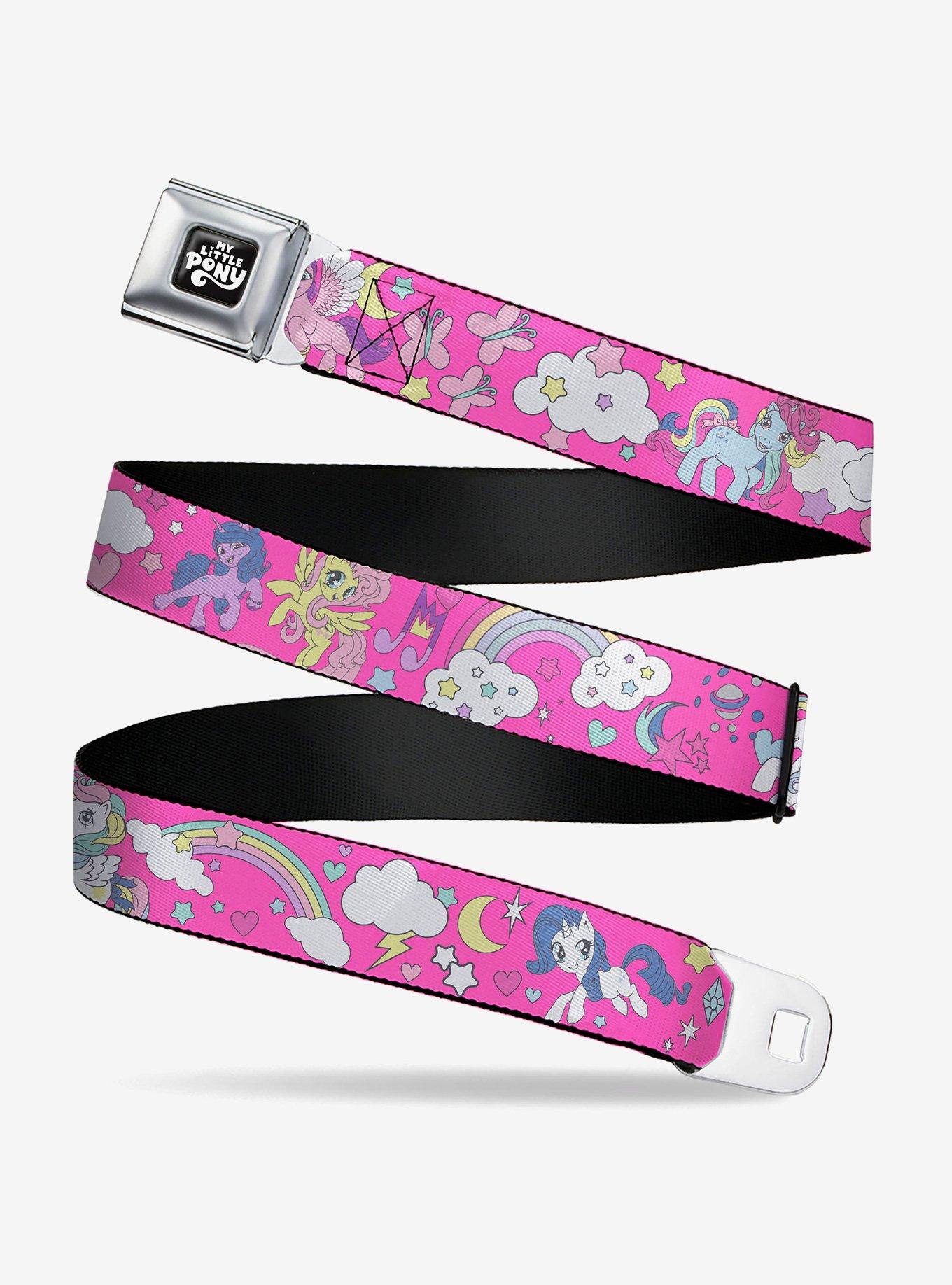 My Little Pony Ponies and Cutie Marks Collage Multi Youth Seatbelt Buckle Belt