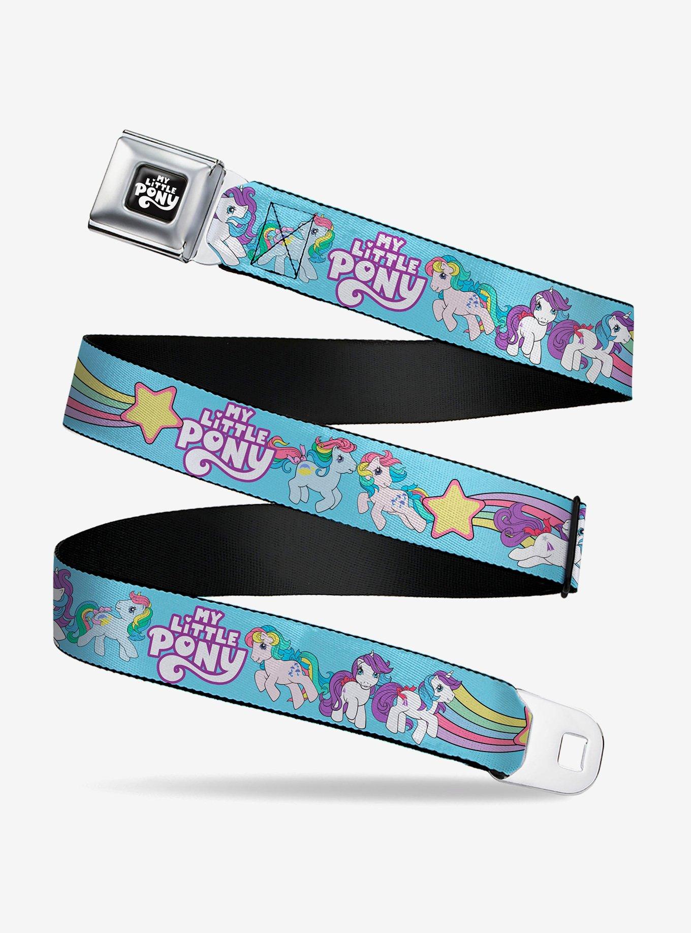 My Little Pony Three Pony Rainbow Poses and Logo Multi Youth Seatbelt Buckle Belt, , hi-res
