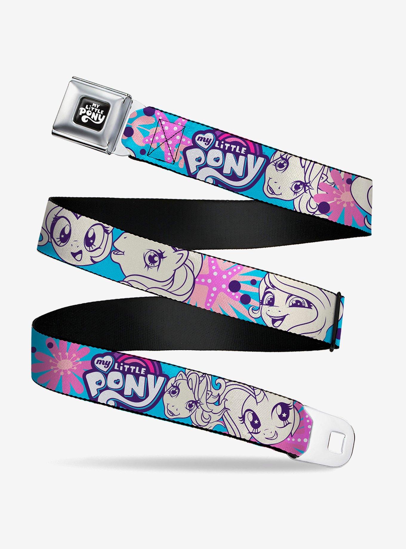 My Little Pony Faces Flowers and Logo Youth Seatbelt Buckle Belt