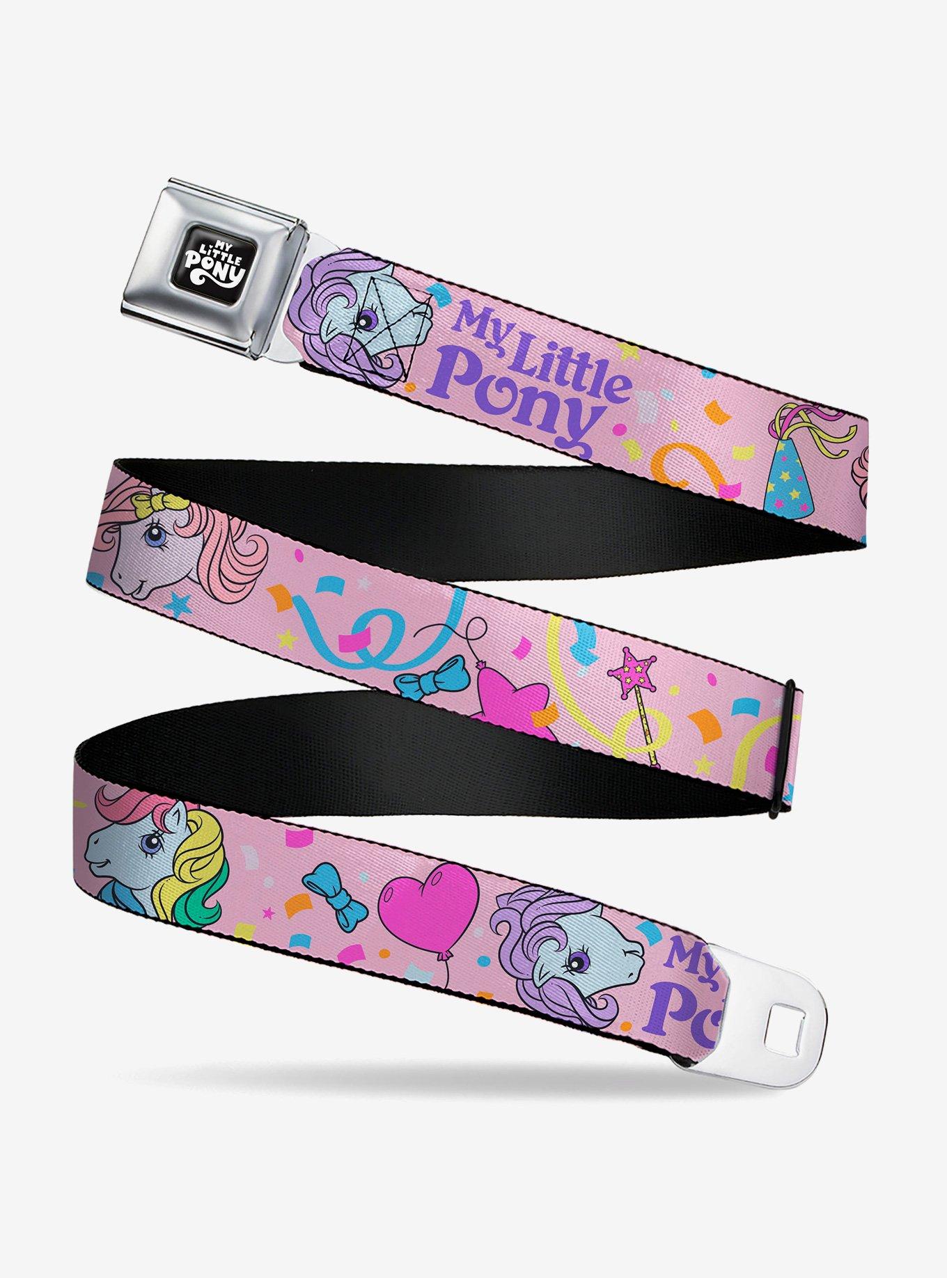 My Little Pony Three Pony Confetti Party and Logo Multi Youth Seatbelt Buckle Belt