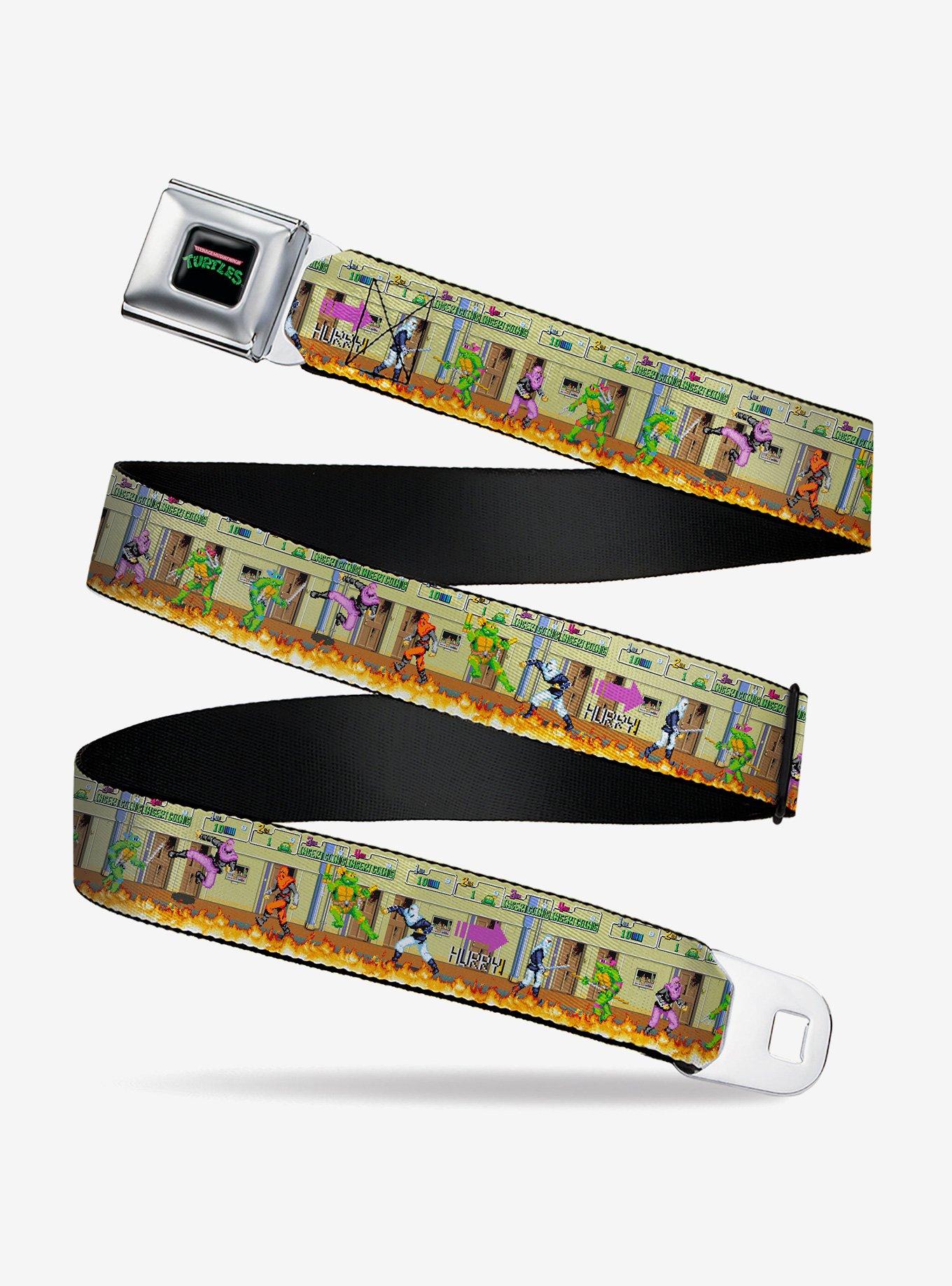 Teenage Mutant Ninja Turtles Battle Foot Soldiers Ninjas Arcade Scene Tan Youth Seatbelt Buckle Belt