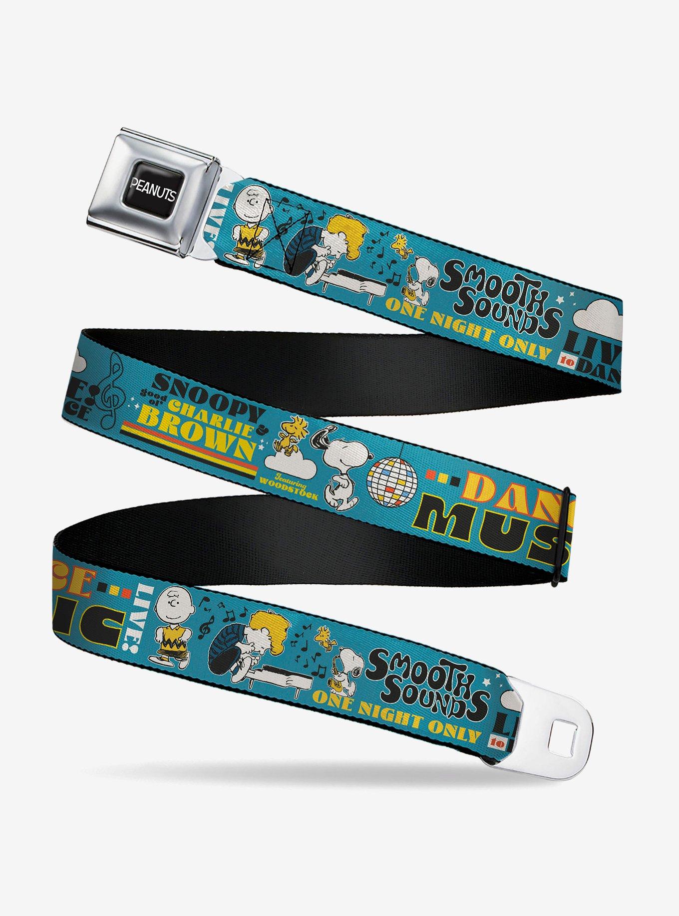 Peanuts Gang Dance Music Poses and Quotes Multi Youth Seatbelt Buckle Belt, , hi-res