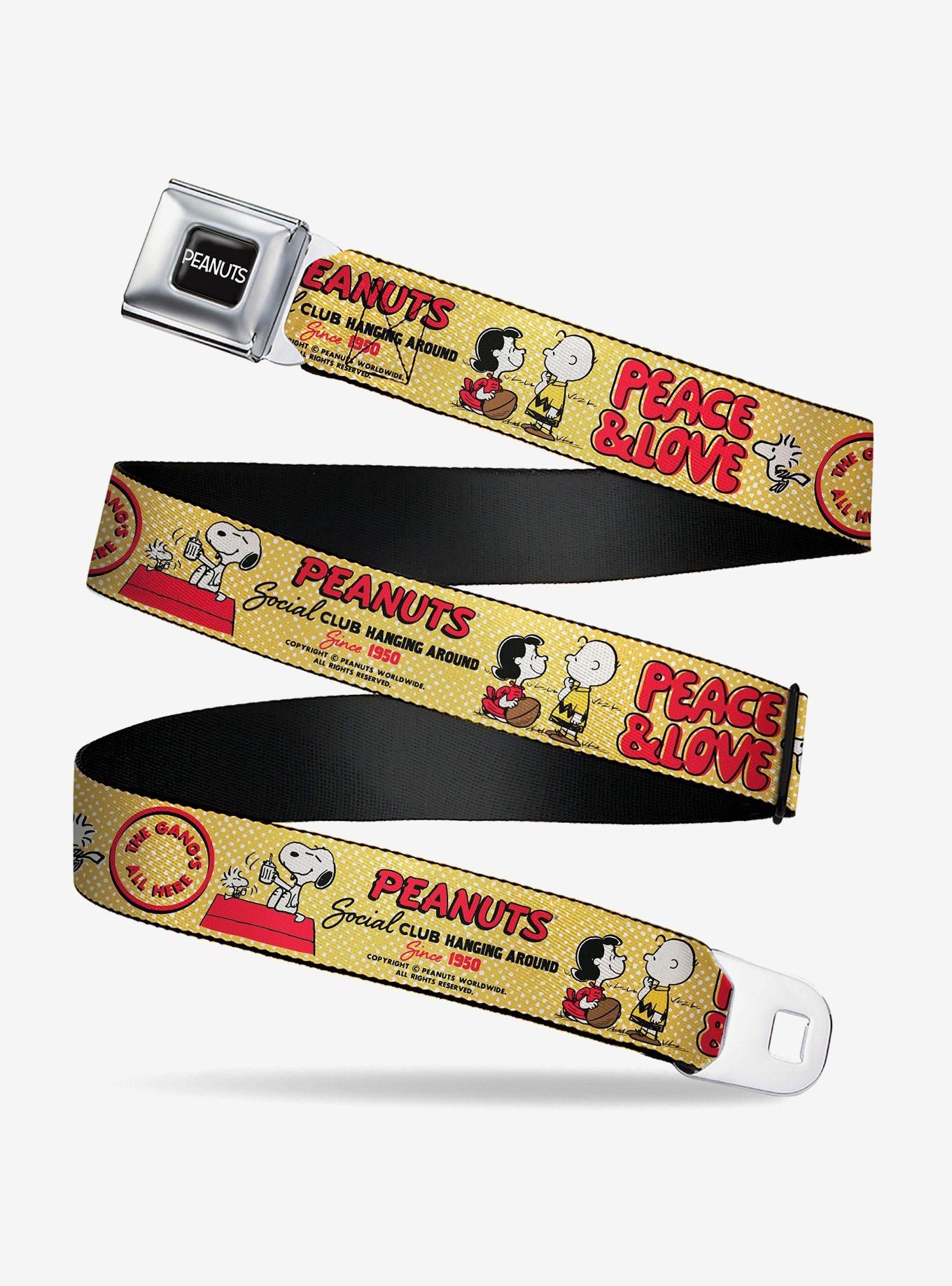 Peanuts Social Club Peace and Love Scenes Youth Seatbelt Buckle Belt, , hi-res