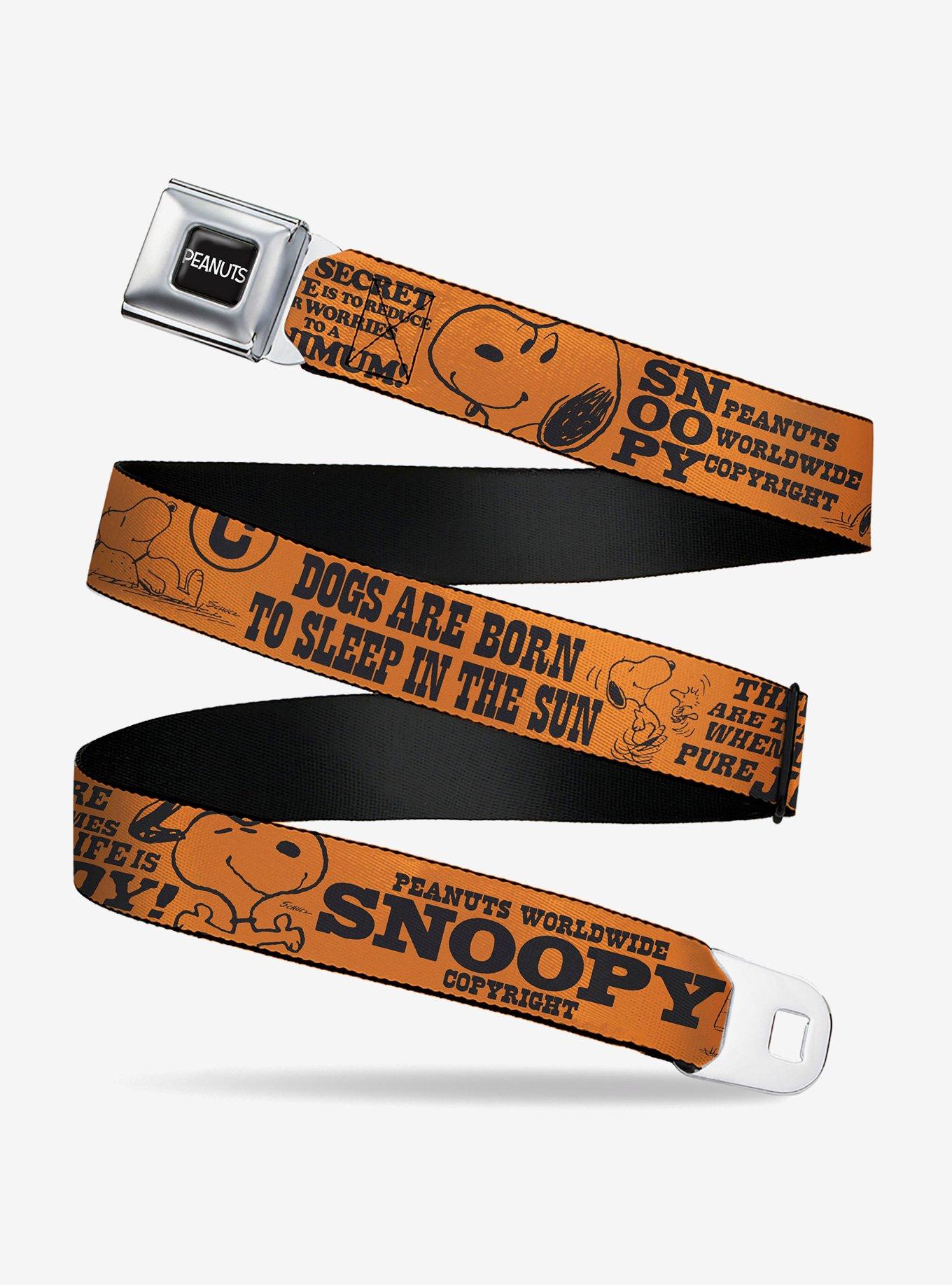 Peanuts Snoopy Poses and Quotes Collage Black Youth Seatbelt Buckle Belt, , hi-res