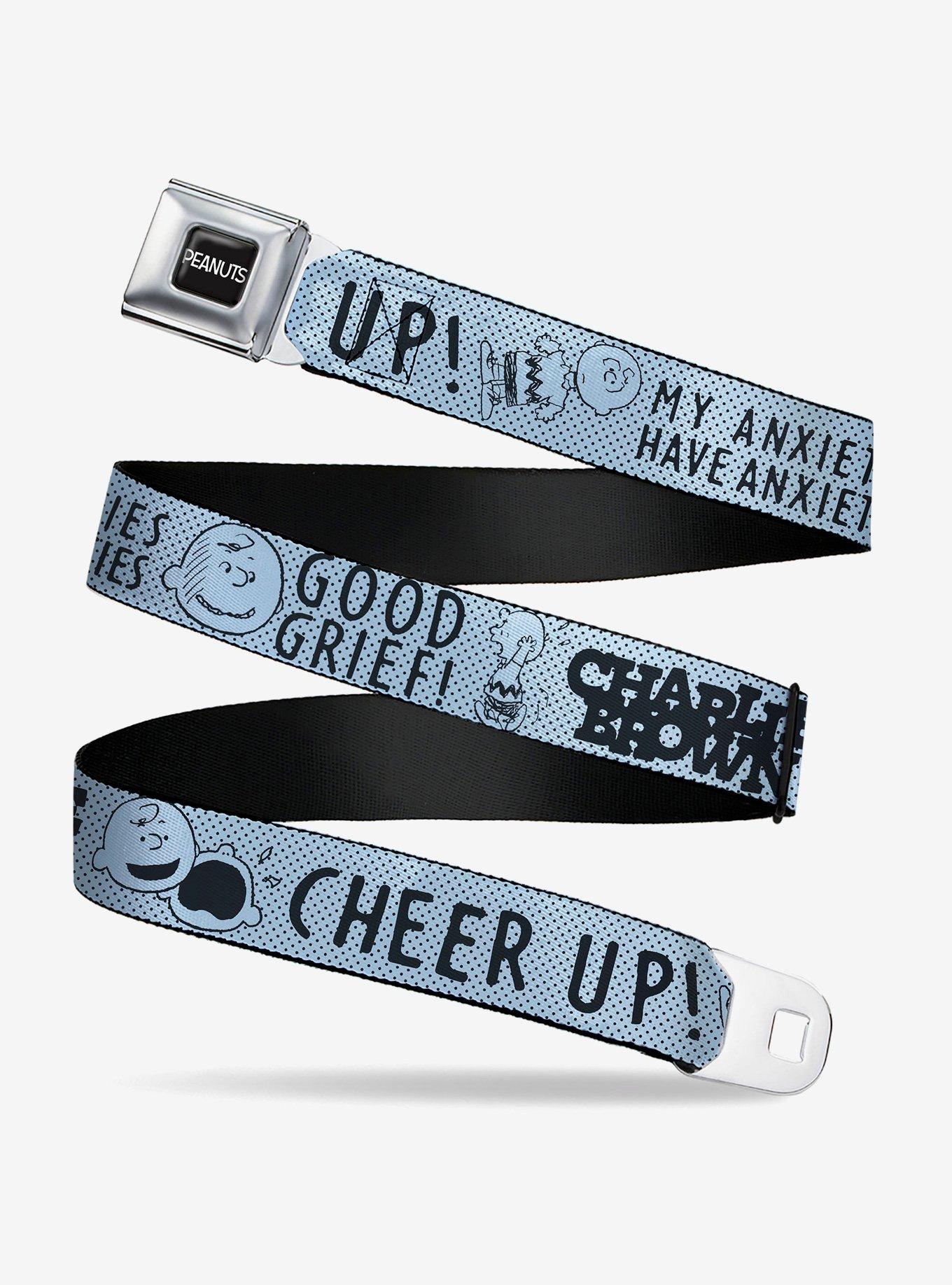 Peanuts Charlie Brown Poses and Quotes Youth Seatbelt Buckle Belt, , hi-res