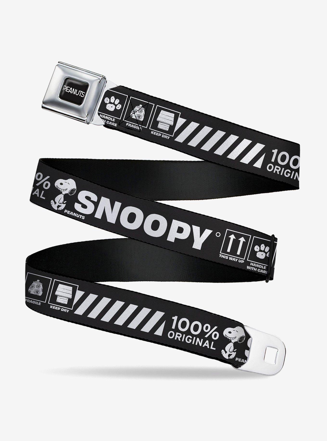 Peanuts Snoopy Care Symbols 100% Original Youth Seatbelt Buckle Belt, , hi-res