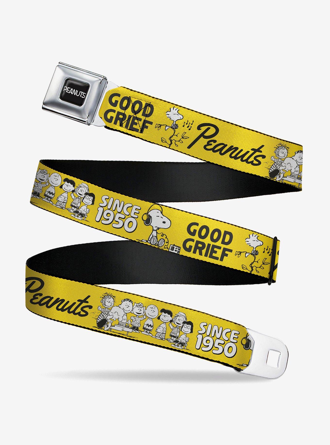 Peanuts Gang Since 1950 Good Grief Group Pose Black Youth Seatbelt Buckle Belt