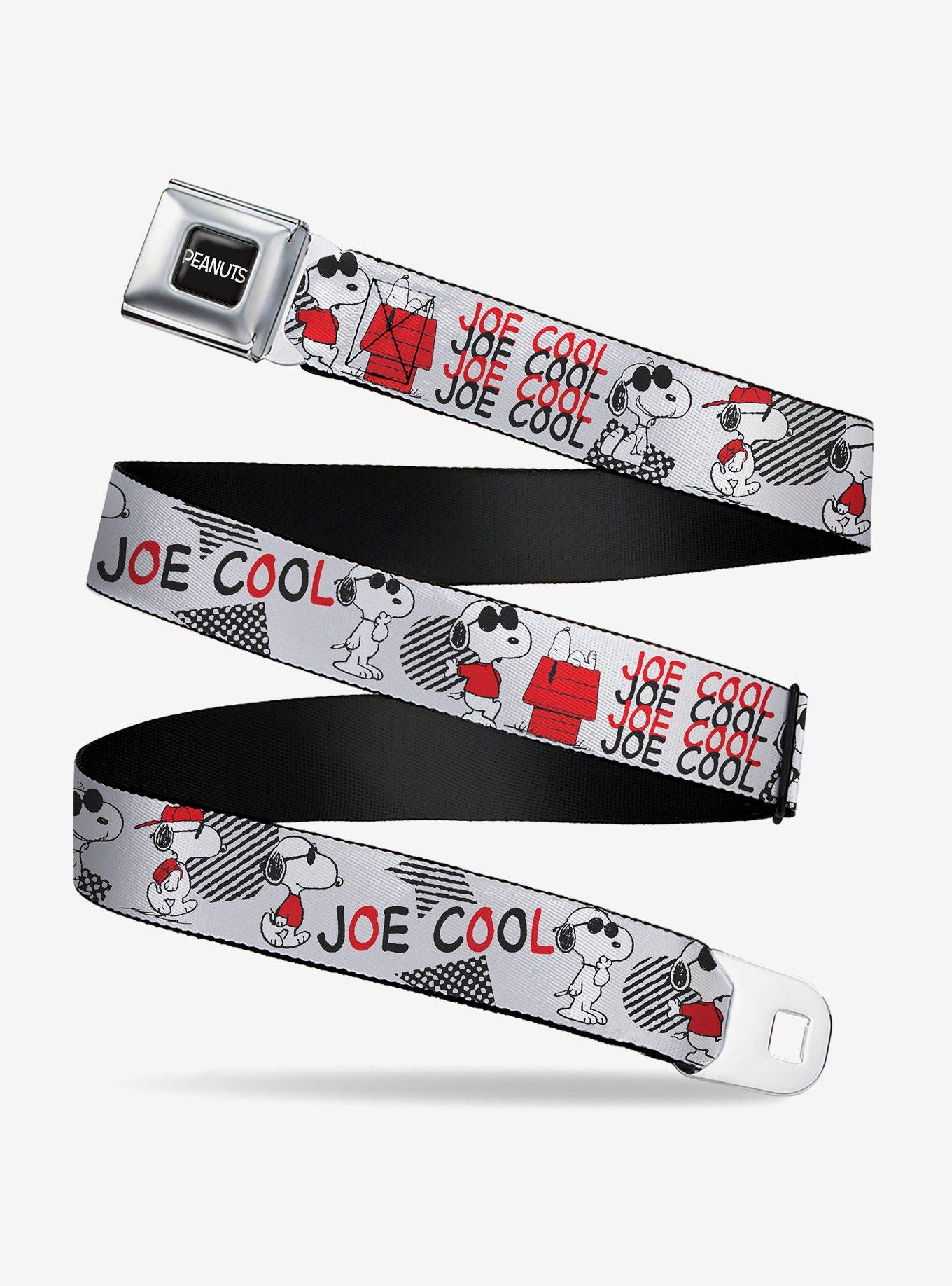 Peanuts Joe Cool Snoopy Poses and Text Youth Seatbelt Buckle Belt, , hi-res