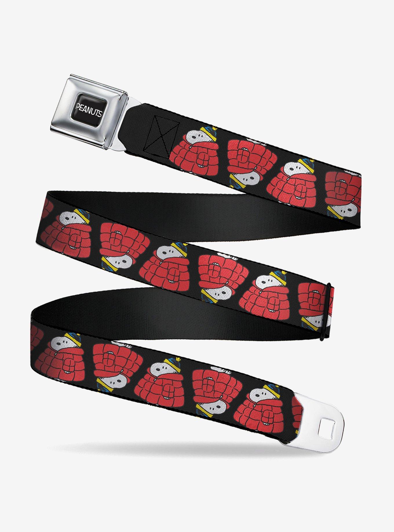 Peanuts Holiday Puffer Jacket Pose Flip Black Youth Seatbelt Buckle Belt, , hi-res