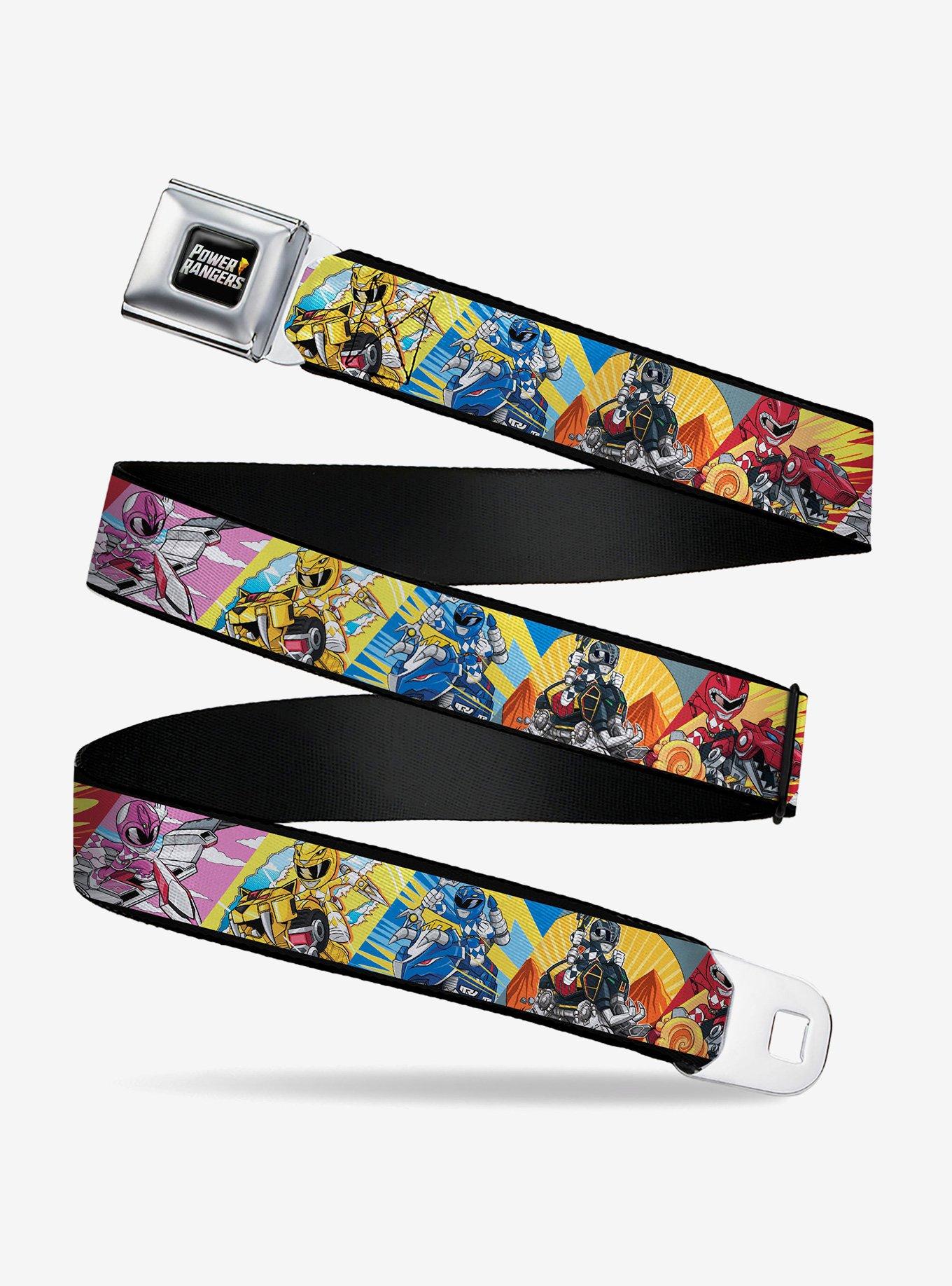 Mighty Morphin Power Rangers and Zord Action Pose Blocks Youth Seatbelt Buckle Belt, , hi-res