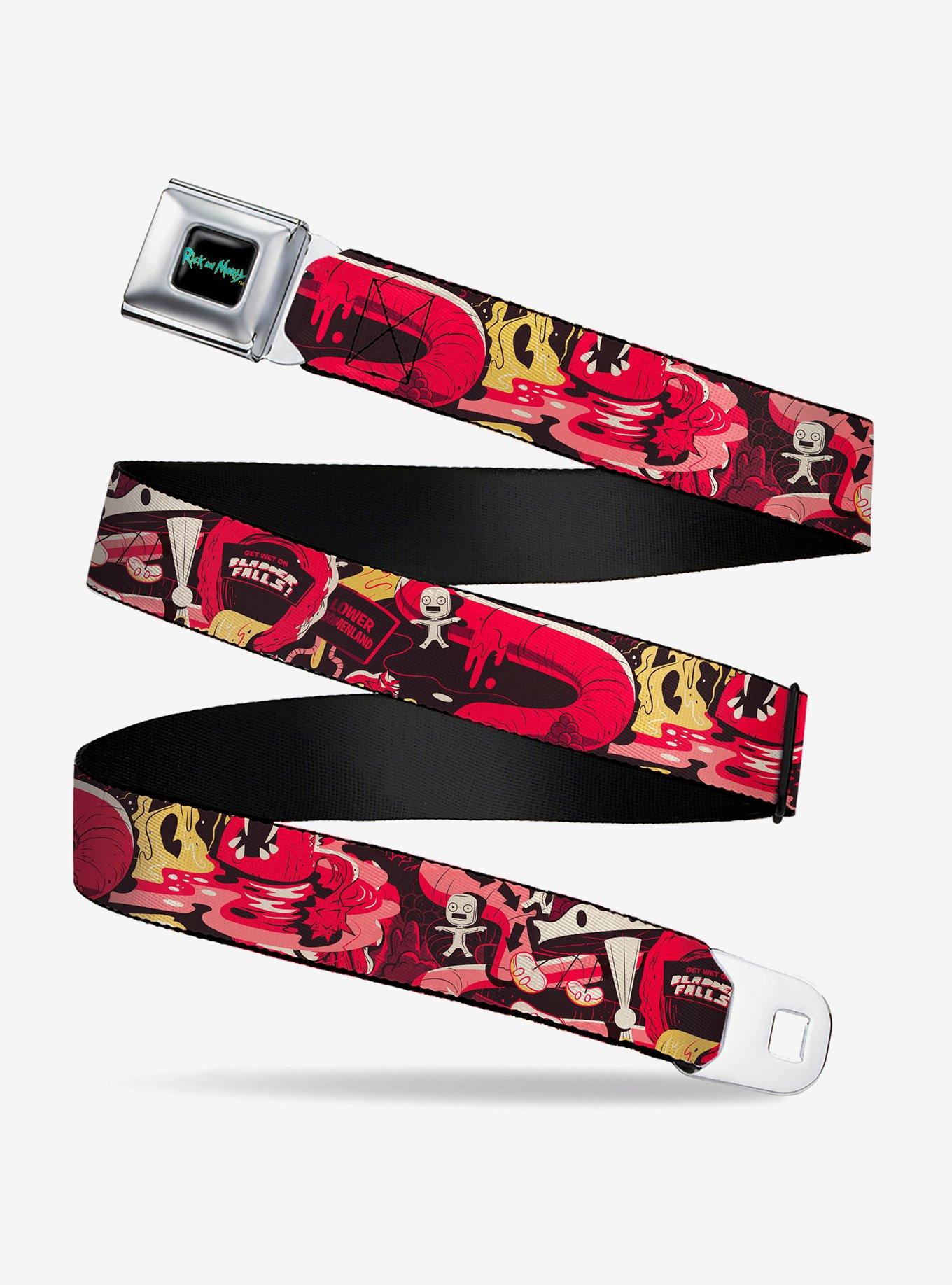 Rick and Morty Anatomy Park Collage Black Youth Seatbelt Buckle Belt, , hi-res