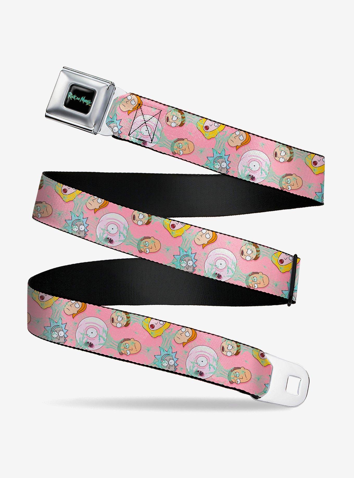 Rick and Morty Smith Family and Sticky Faces Scattered Youth Seatbelt Buckle Belt, , hi-res
