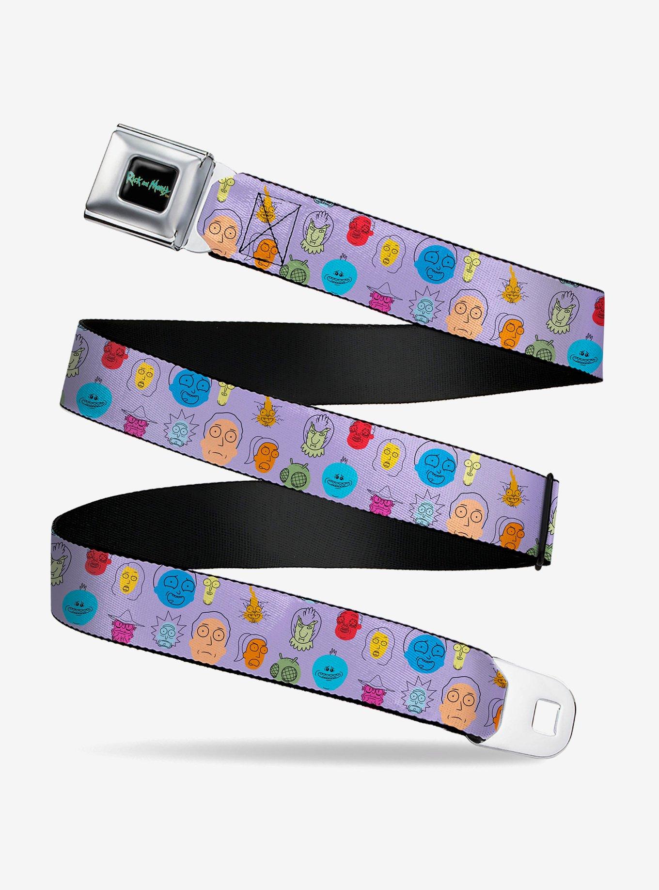 Rick and Morty Colorful Faces Collage Youth Seatbelt Buckle Belt