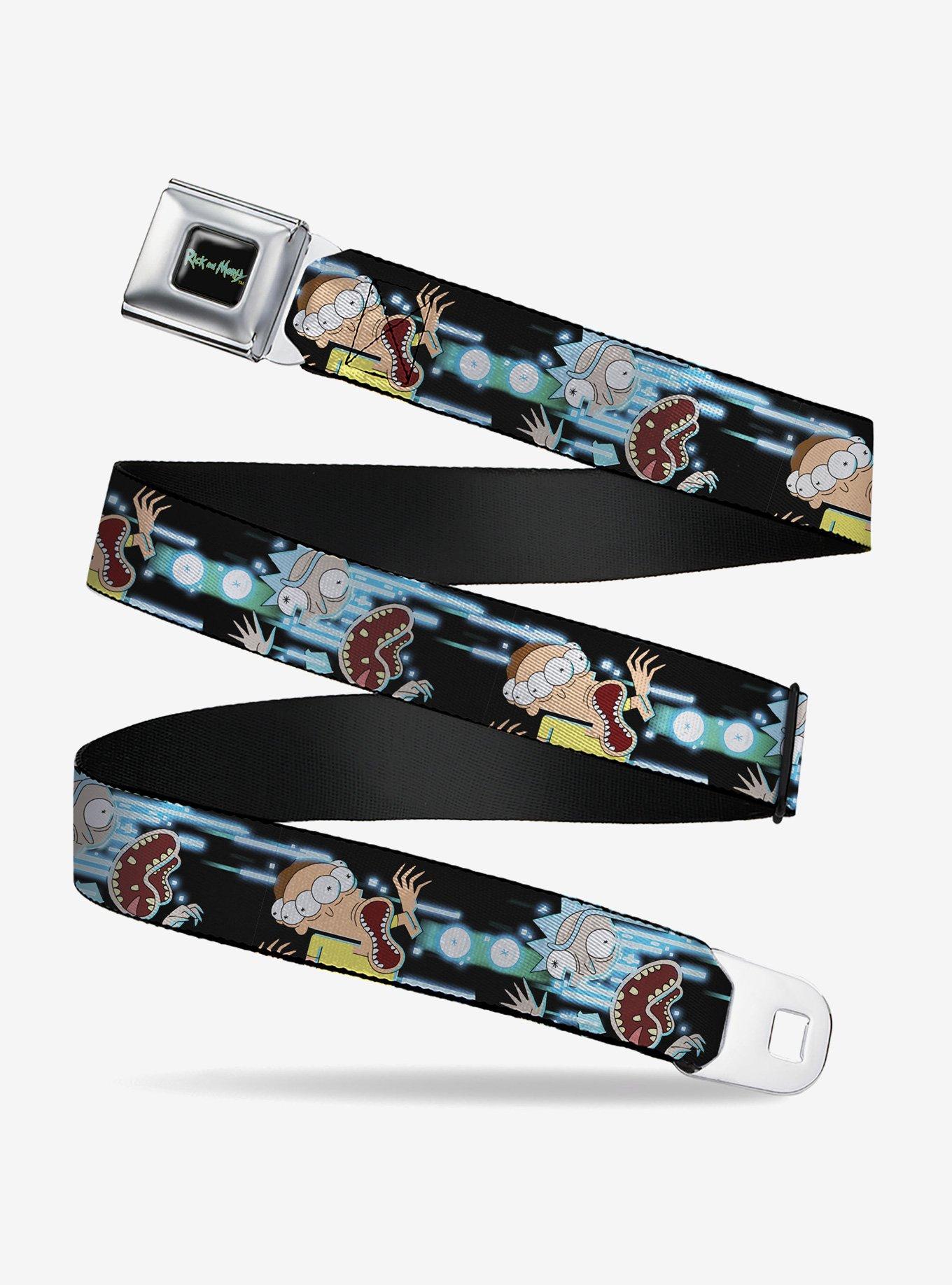 Rick and Morty Face Glitch Pose Black Youth Seatbelt Buckle Belt, , hi-res