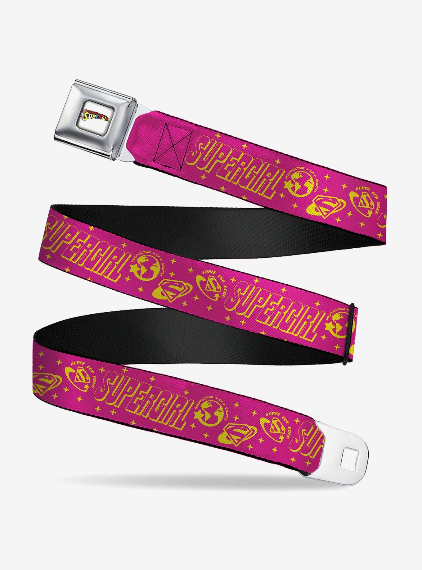 DC Comics Supergirl Icons and Text Collage Youth Seatbelt Buckle Belt