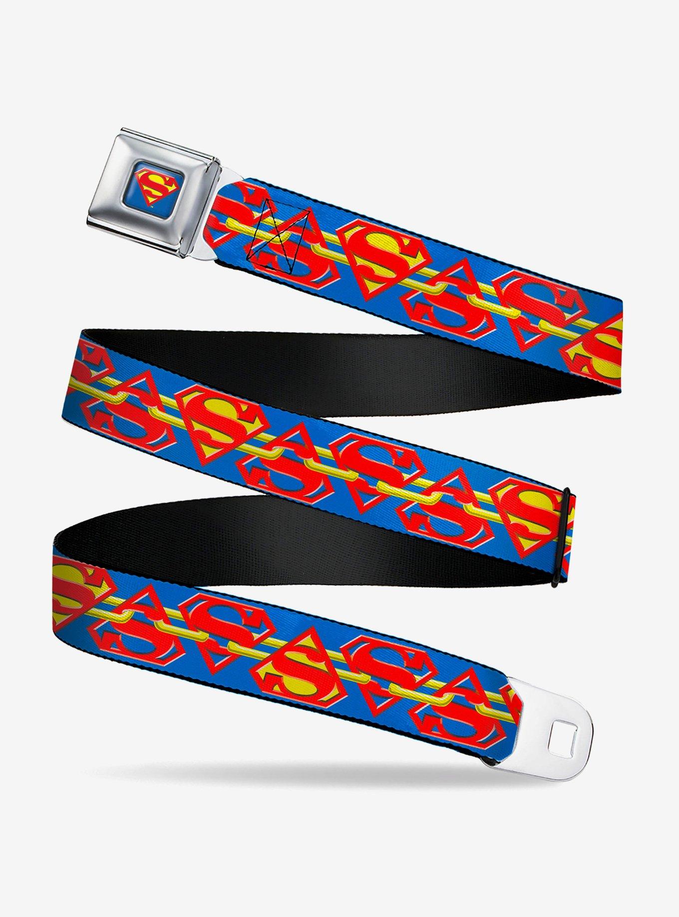 DC Comics Superman Chained Shield Logo Flip Youth Seatbelt Buckle Belt