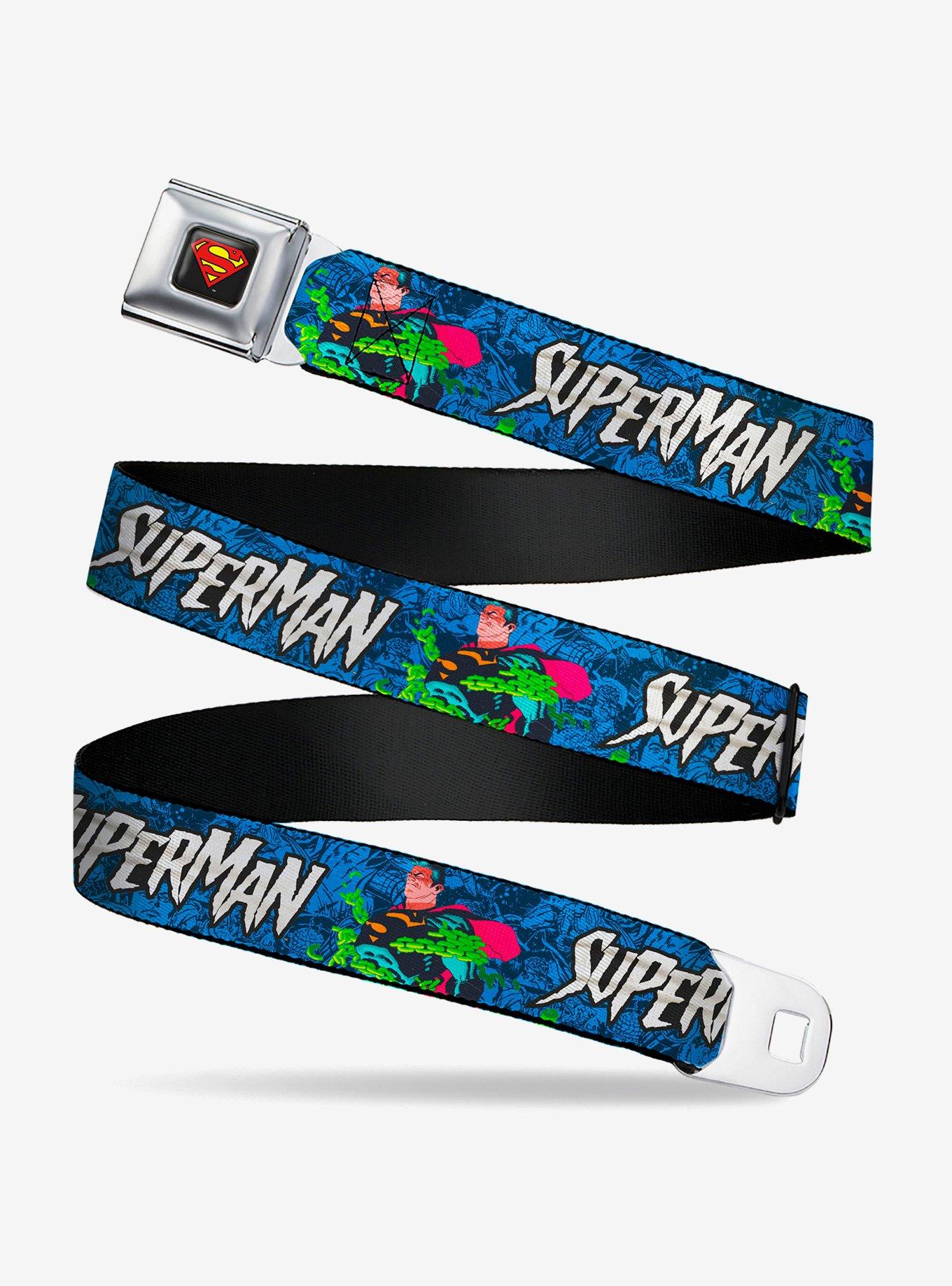 DC Comics Superman Breaking Chains Force For Good Pose and Text Youth Seatbelt Buckle Belt, , hi-res